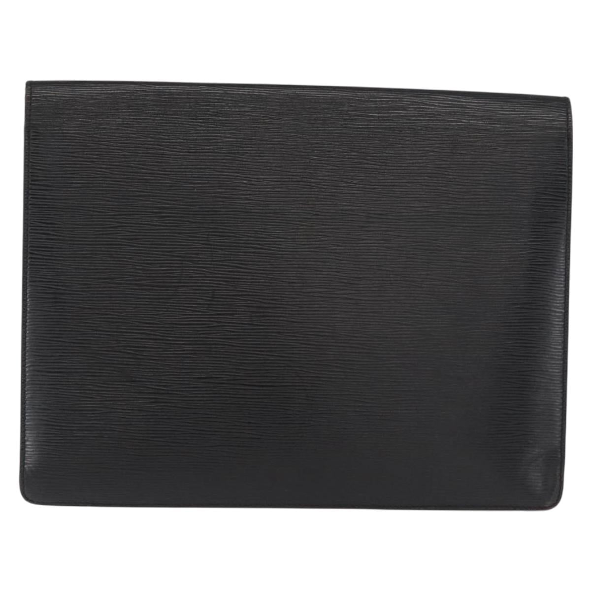 LOUIS VUITTON Epi Porte Documents Senateur Briefcase Black M54452 LV Auth ka1760