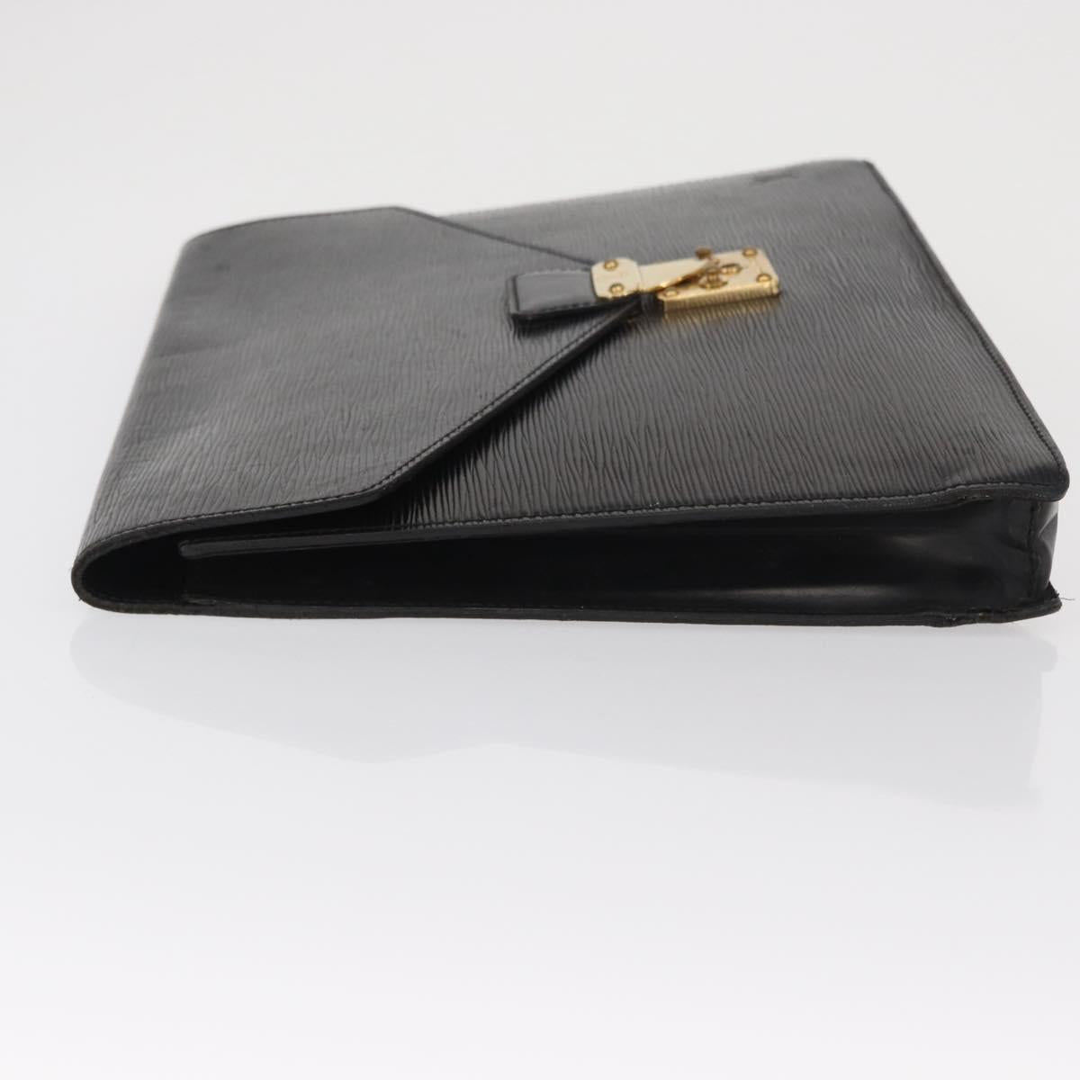 LOUIS VUITTON Epi Porte Documents Senateur Briefcase Black M54452 LV Auth ka1760