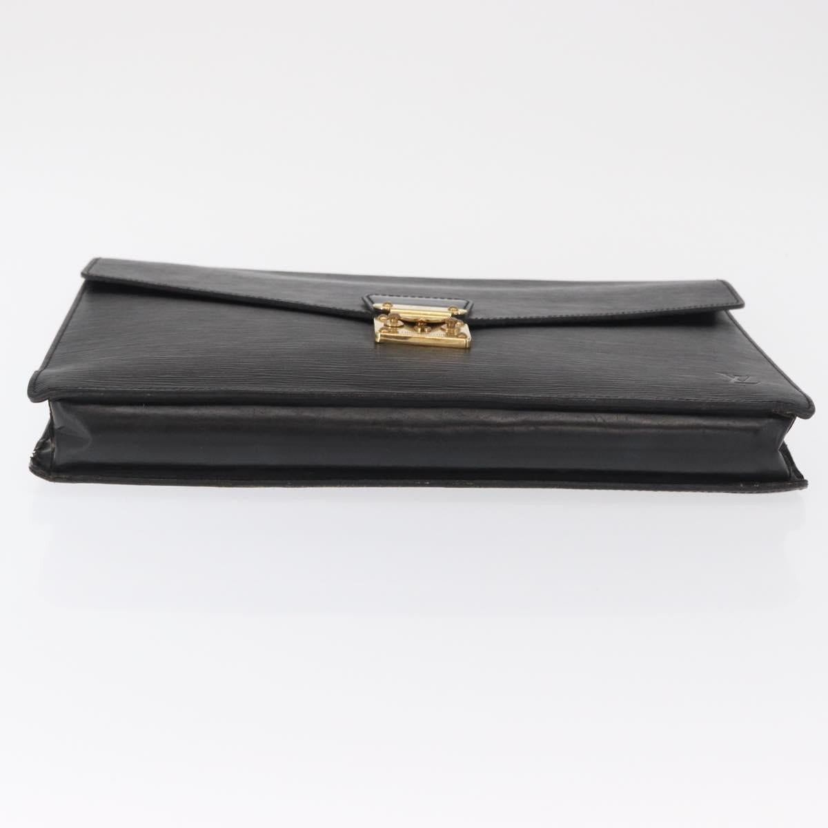 LOUIS VUITTON Epi Porte Documents Senateur Briefcase Black M54452 LV Auth ka1760
