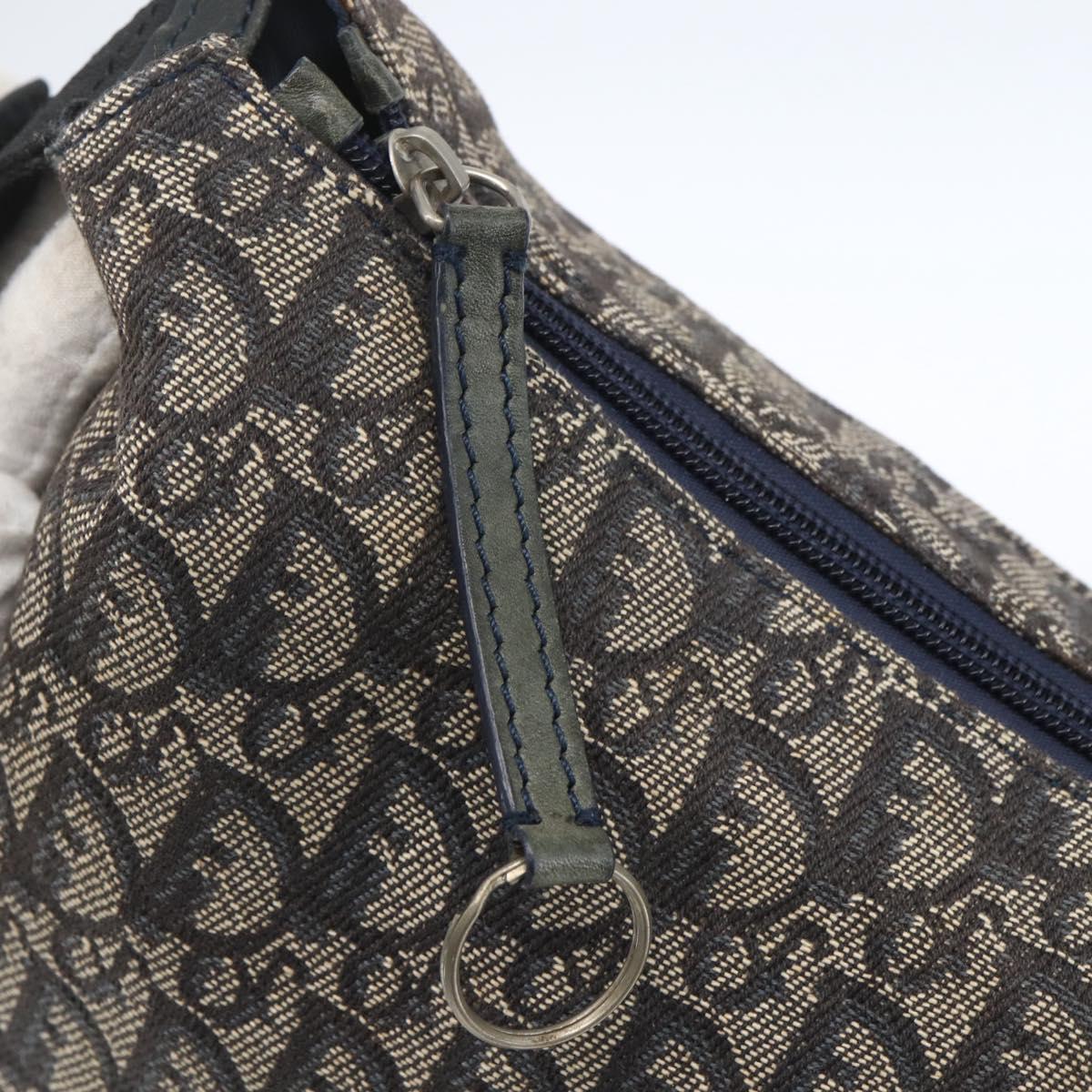Christian Dior Trotter Canvas Shoulder Bag Navy Silver Auth ka1785