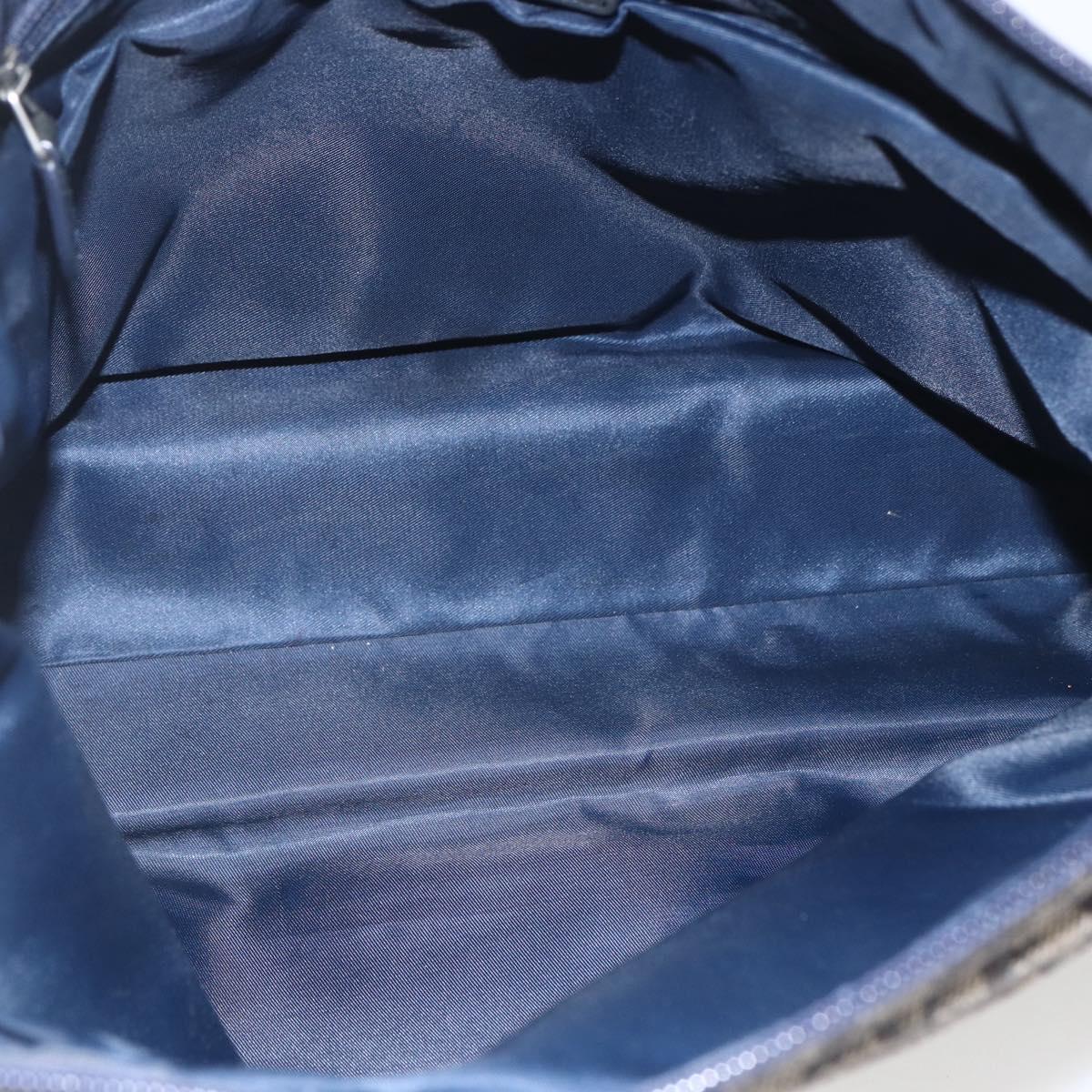 Christian Dior Trotter Canvas Shoulder Bag Navy Silver Auth ka1785
