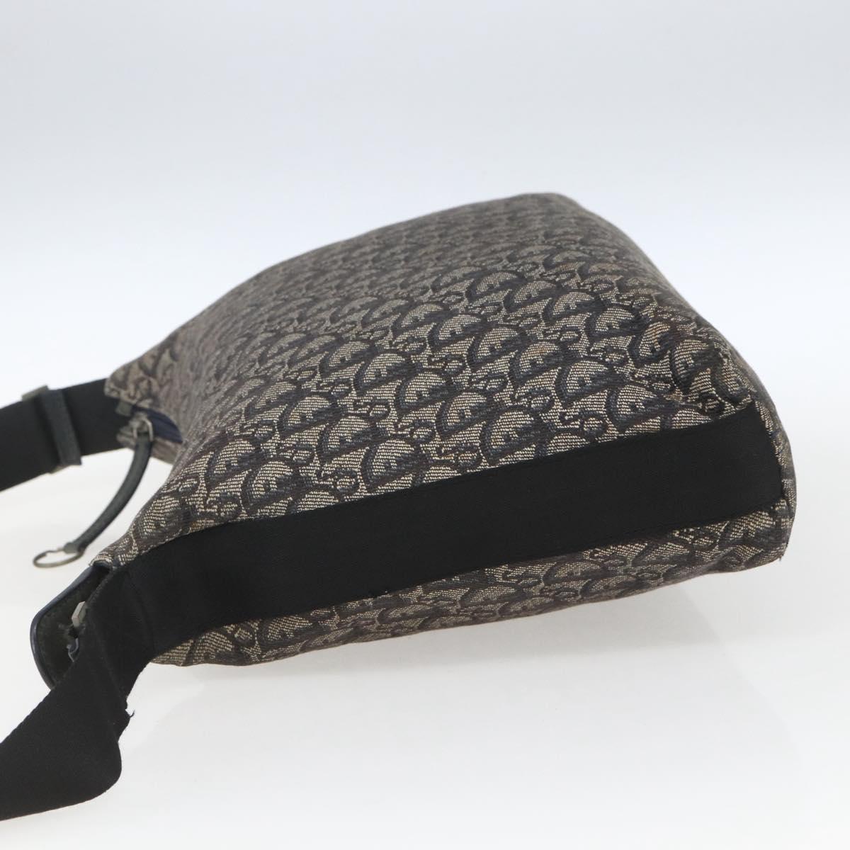 Christian Dior Trotter Canvas Shoulder Bag Navy Silver Auth ka1785