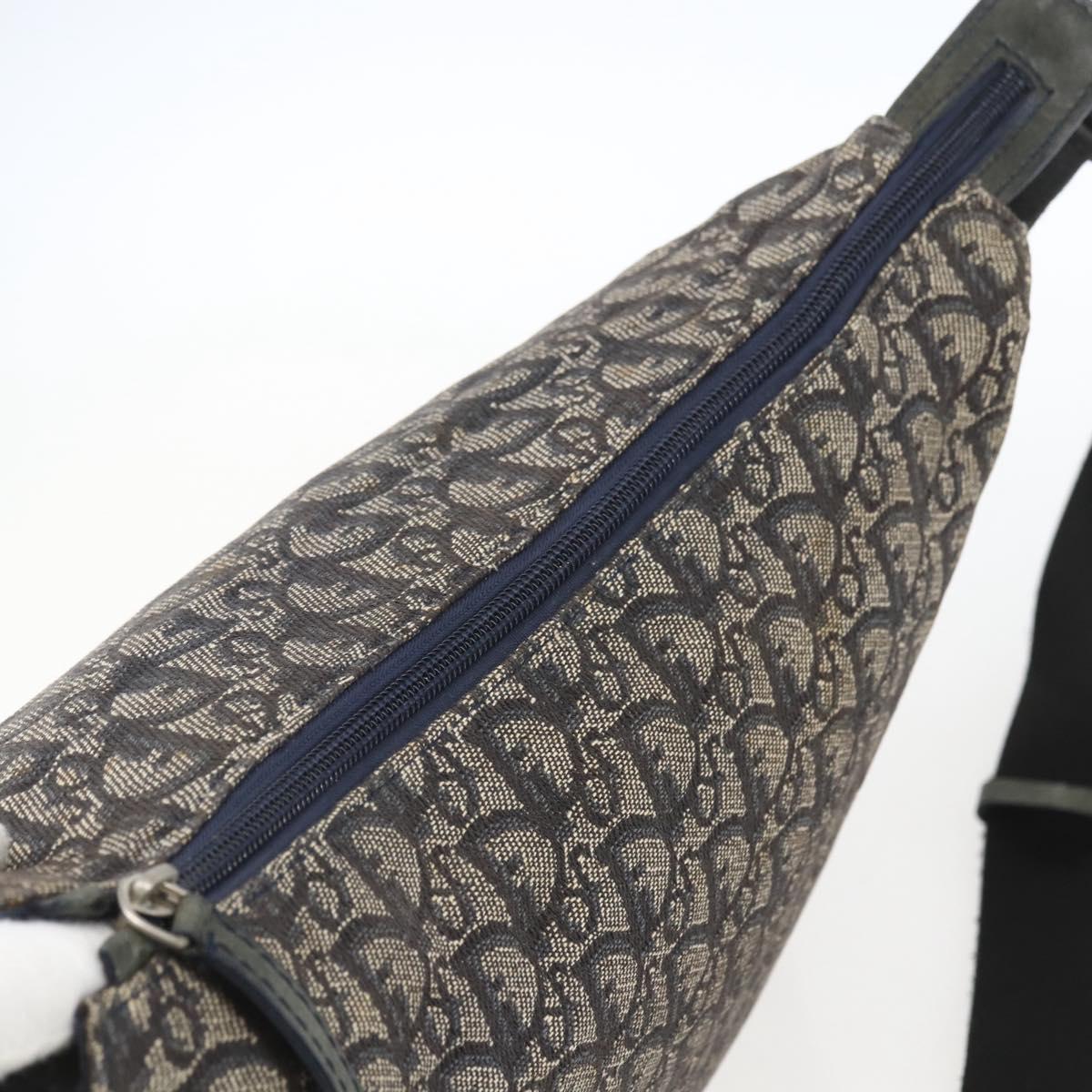 Christian Dior Trotter Canvas Shoulder Bag Navy Silver Auth ka1785