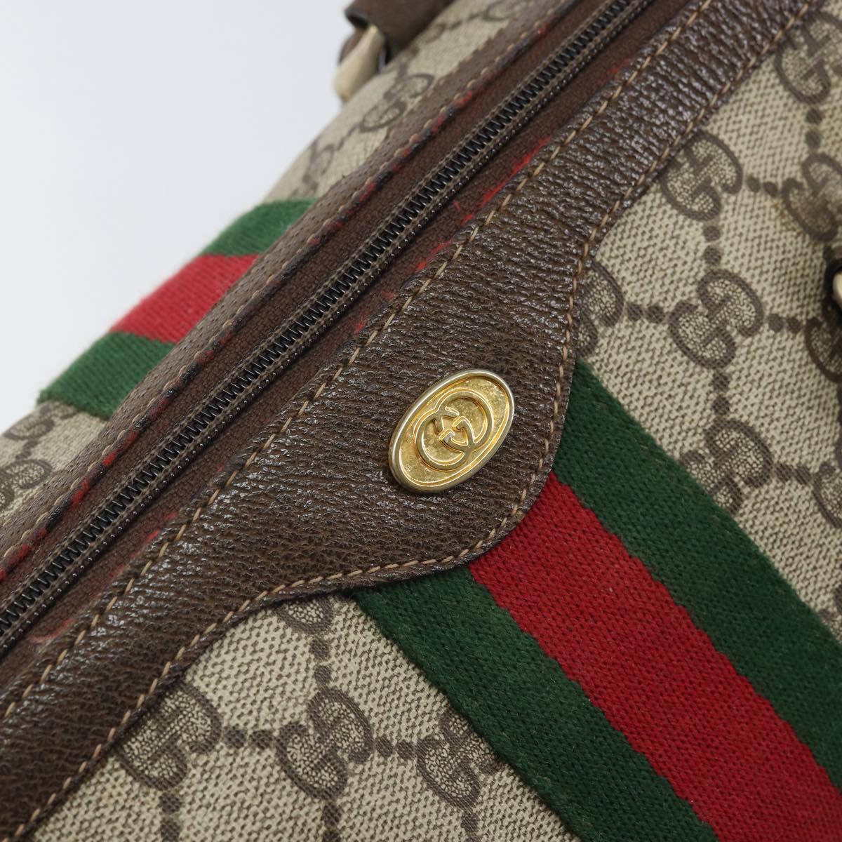 GUCCI GG Supreme Web Sherry Line Hand Bag PVC Beige 010 378 Auth ka1799