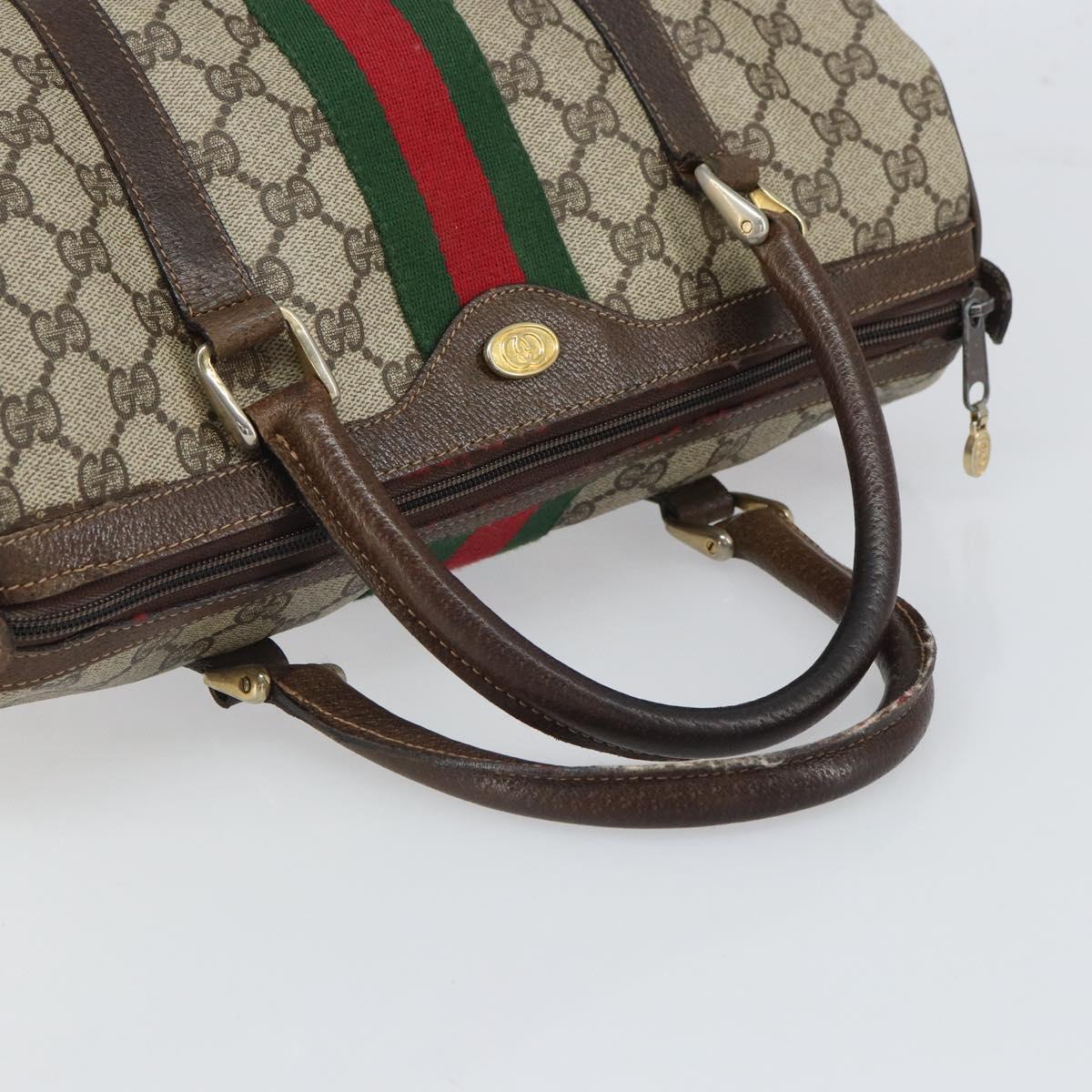 GUCCI GG Supreme Web Sherry Line Hand Bag PVC Beige 010 378 Auth ka1799