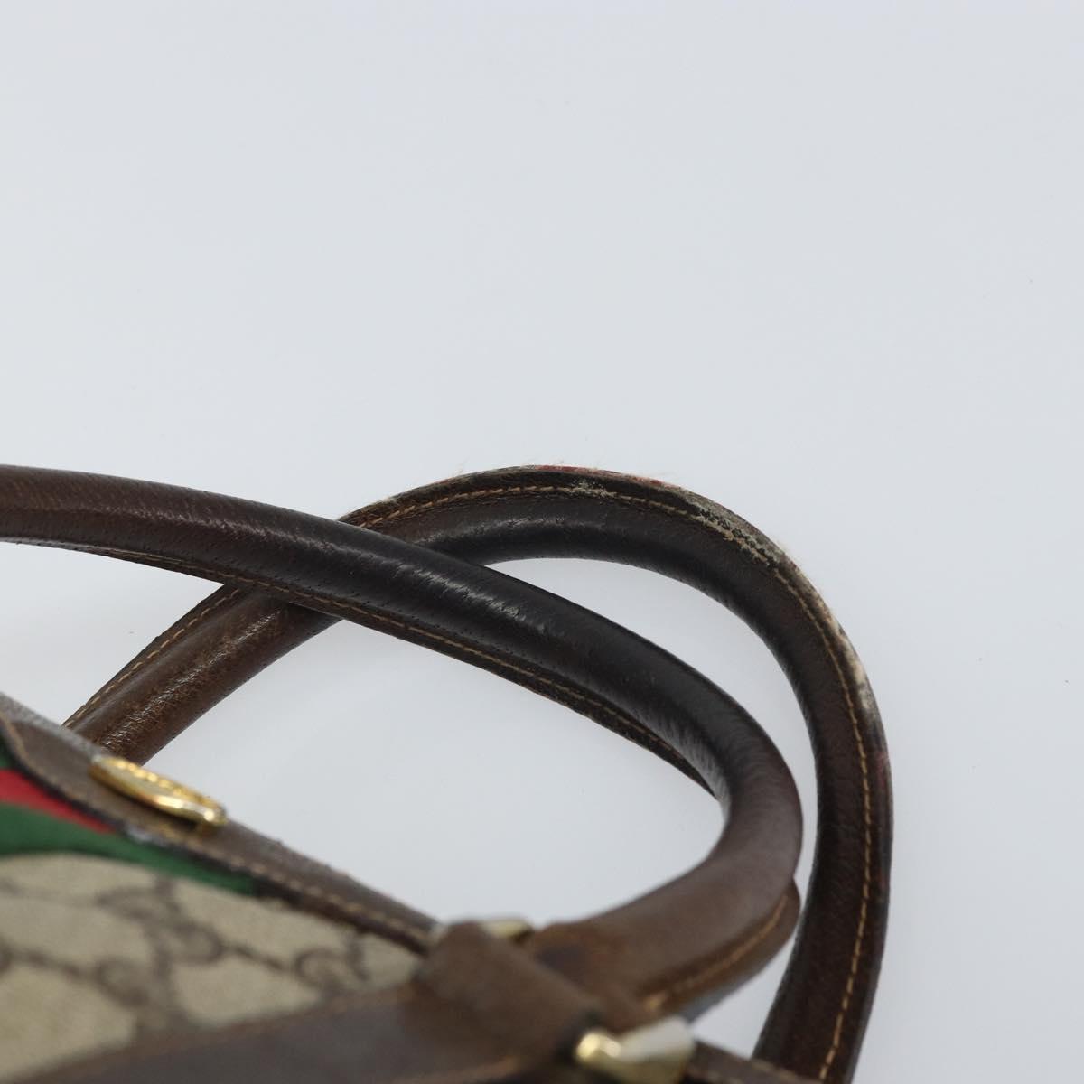 GUCCI GG Supreme Web Sherry Line Hand Bag PVC Beige 010 378 Auth ka1799