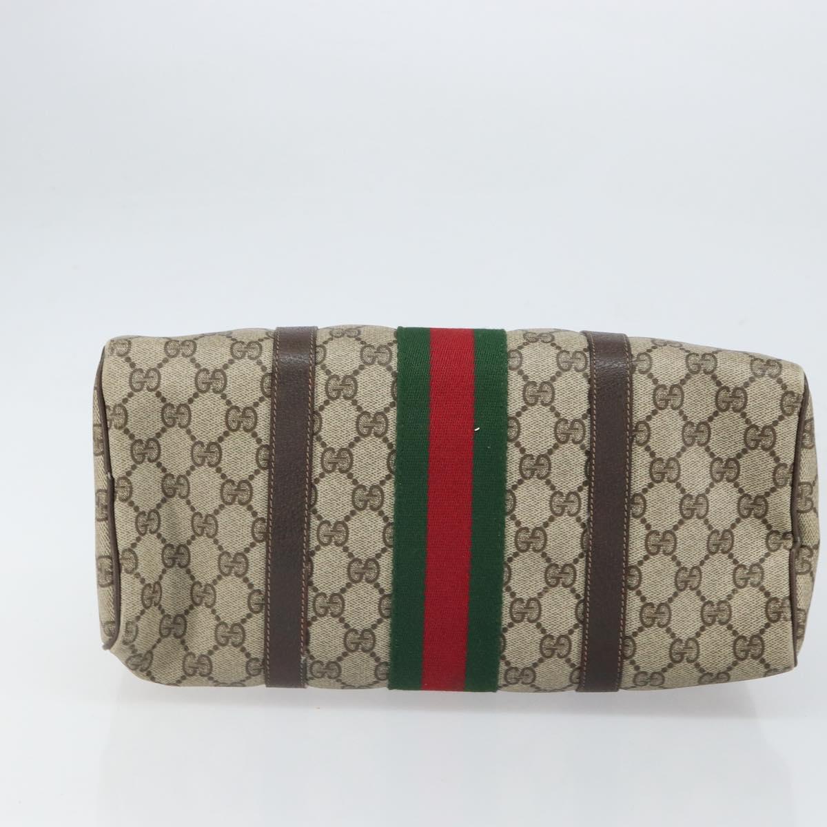 GUCCI GG Supreme Web Sherry Line Hand Bag PVC Beige 010 378 Auth ka1799