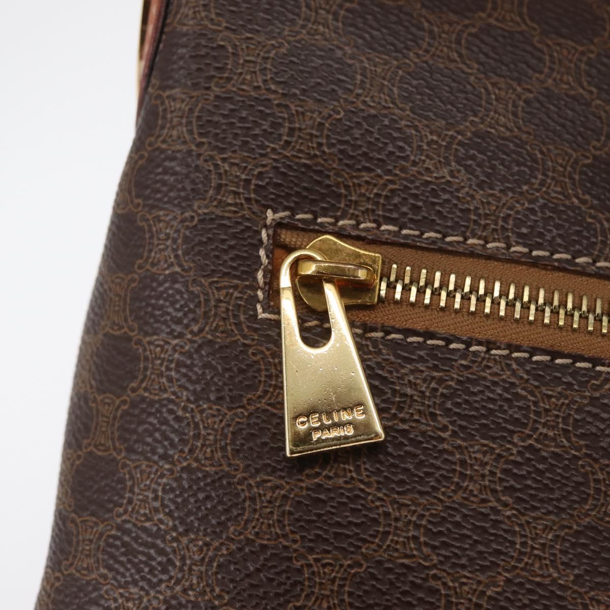 CELINE Macadam Canvas Shoulder Bag PVC Leather Brown Gold Auth ka1802V