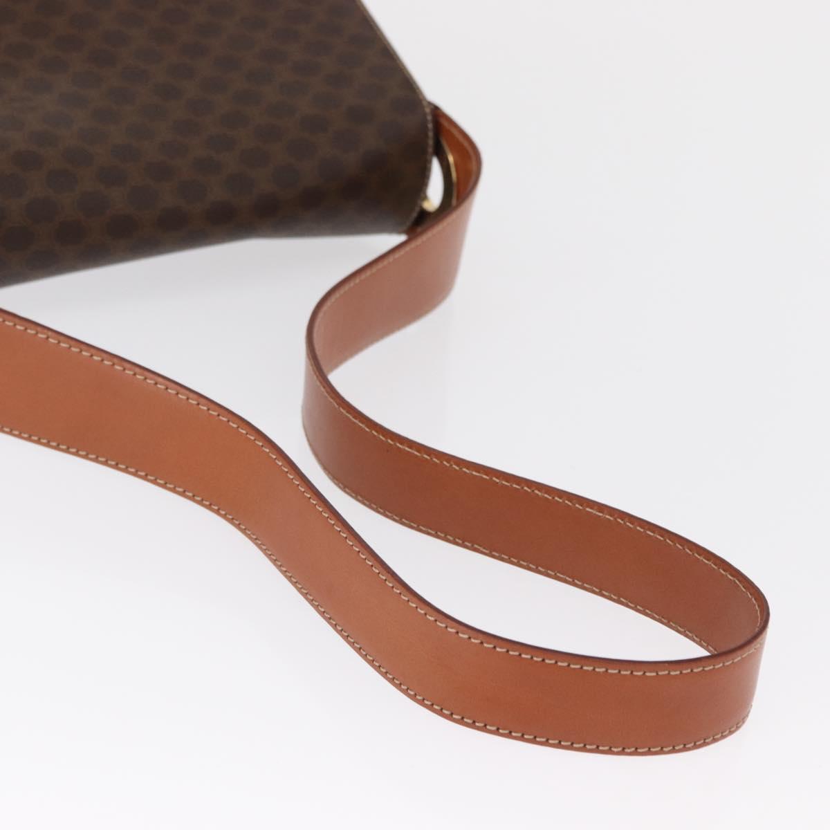 CELINE Macadam Canvas Shoulder Bag PVC Leather Brown Gold Auth ka1802V