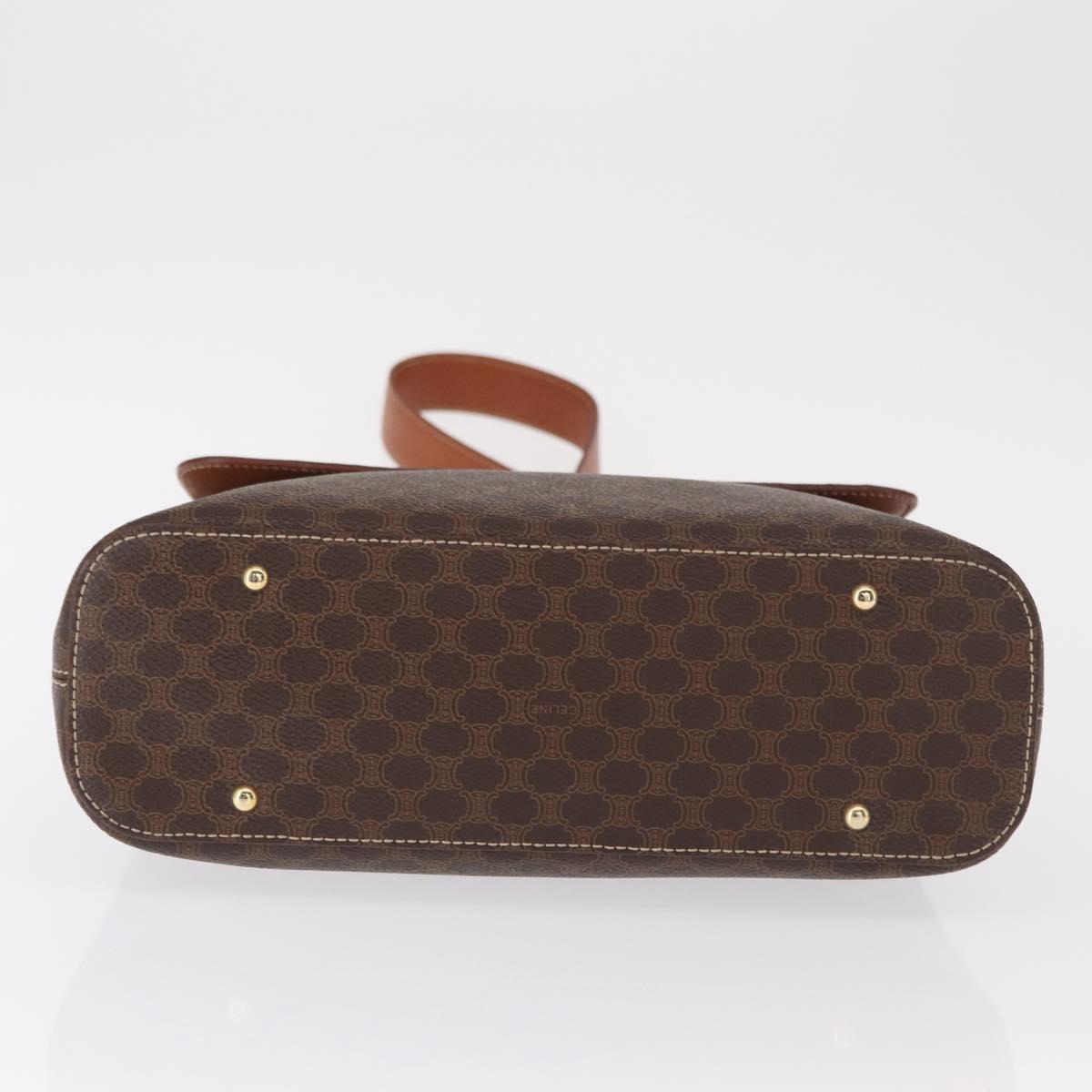CELINE Macadam Canvas Shoulder Bag PVC Leather Brown Gold Auth ka1802V