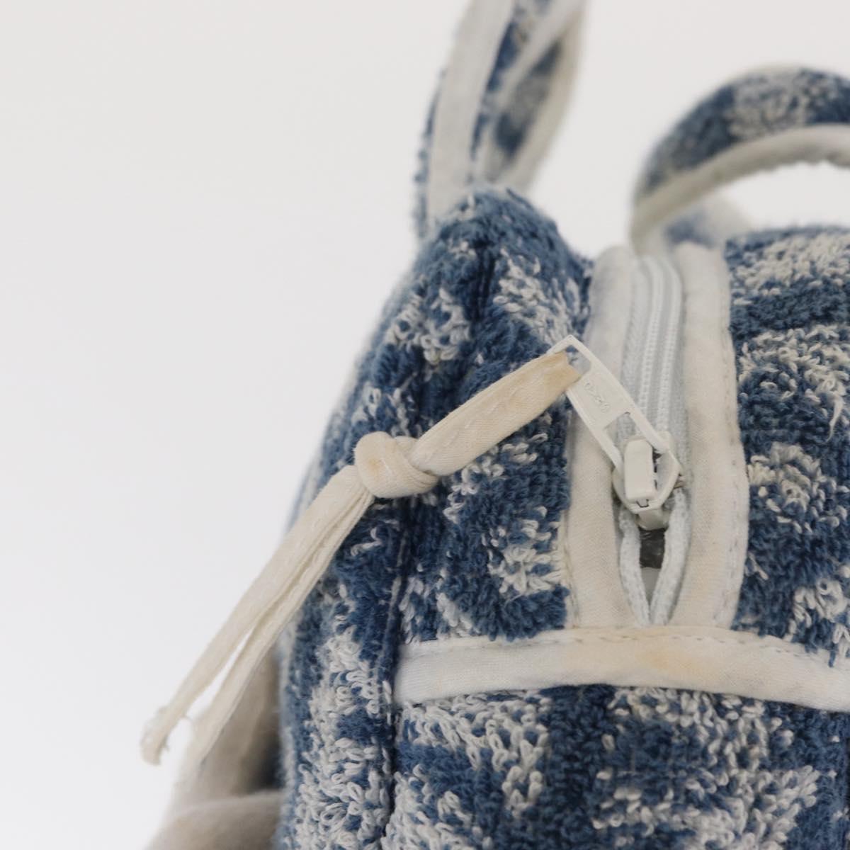 Christian Dior Trotter Canvas Hand Bag Pile Blue Auth ka1808A