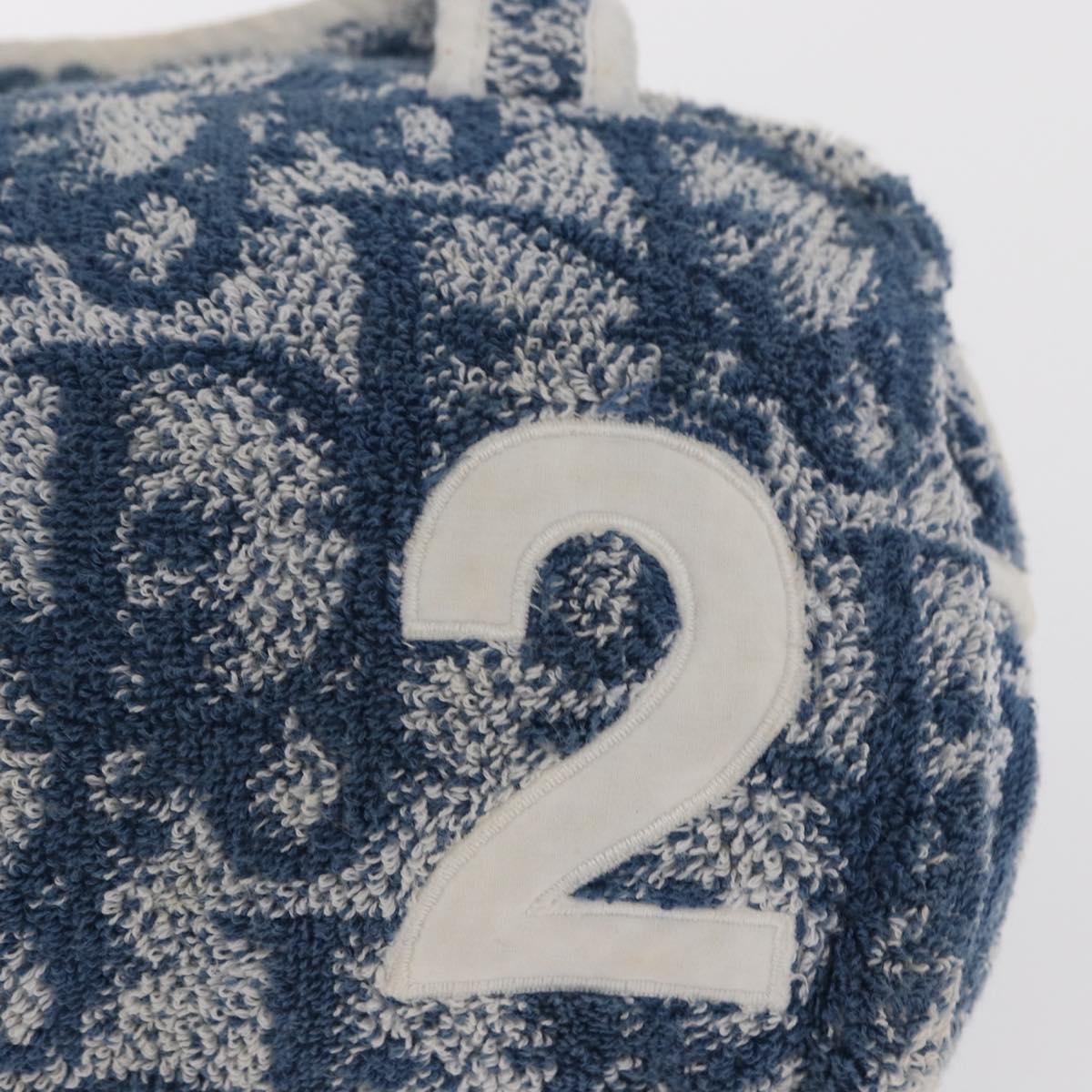 Christian Dior Trotter Canvas Hand Bag Pile Blue Auth ka1808