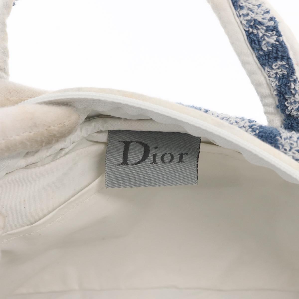 Christian Dior Trotter Canvas Hand Bag Pile Blue Auth ka1808A