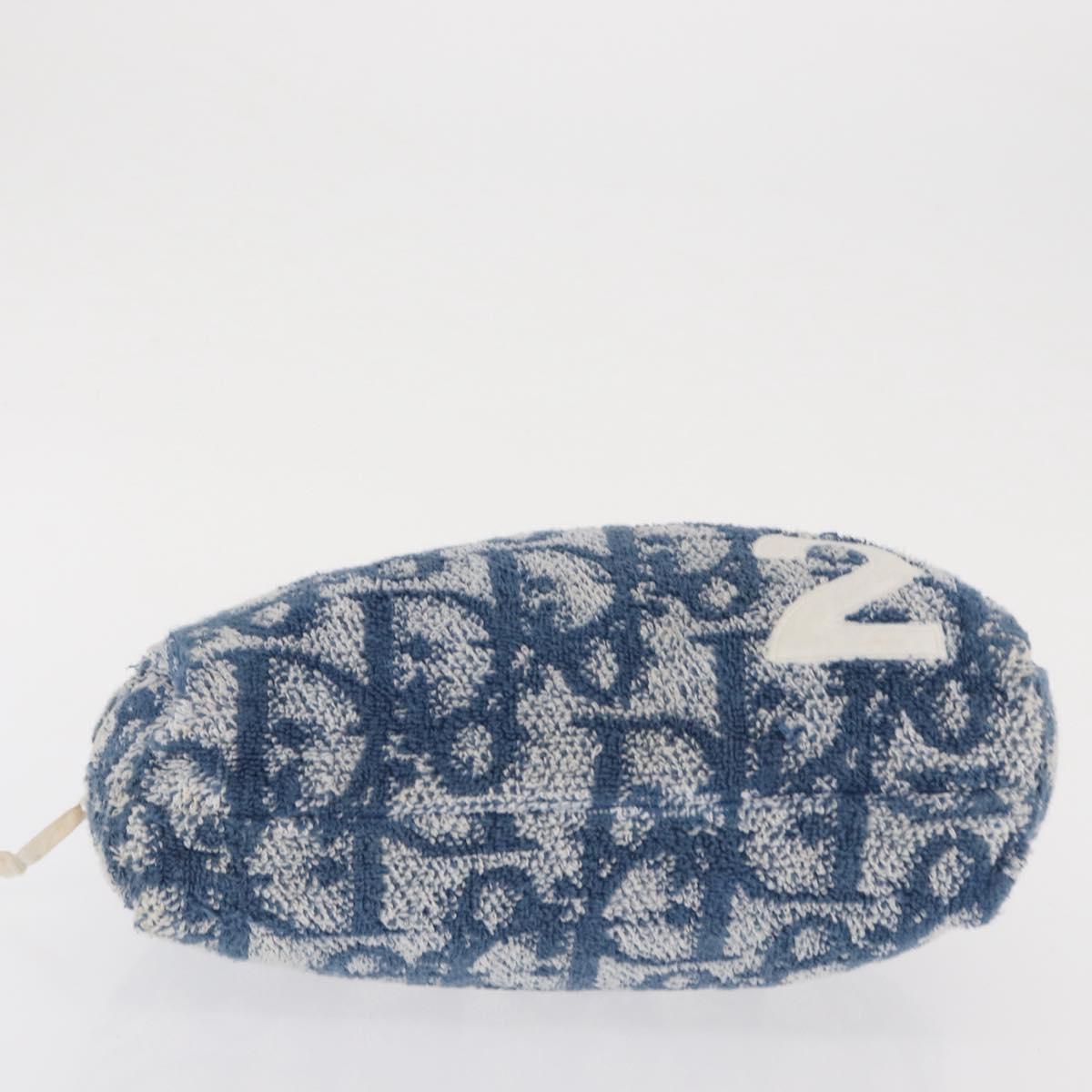 Christian Dior Trotter Canvas Hand Bag Pile Blue Auth ka1808