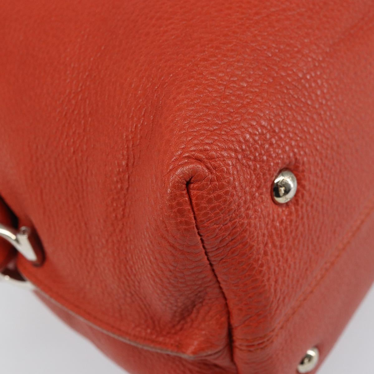 Salvatore Ferragamo Gancini Hand Bag Leather Red Silver Auth ka1809V