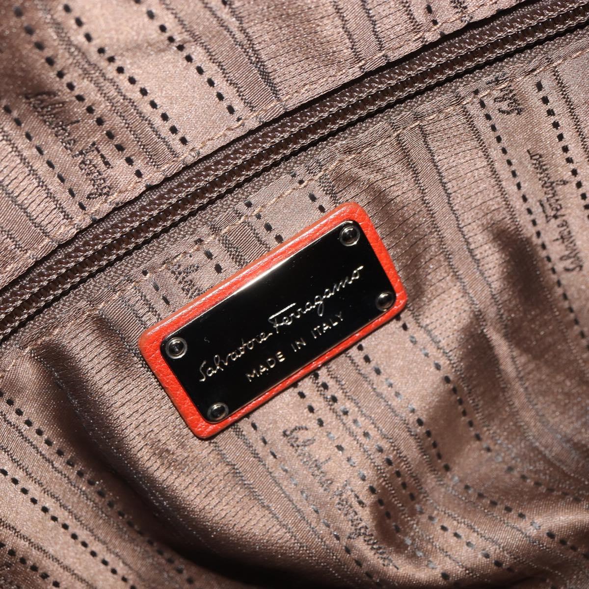 Salvatore Ferragamo Gancini Hand Bag Leather Red Silver Auth ka1809V