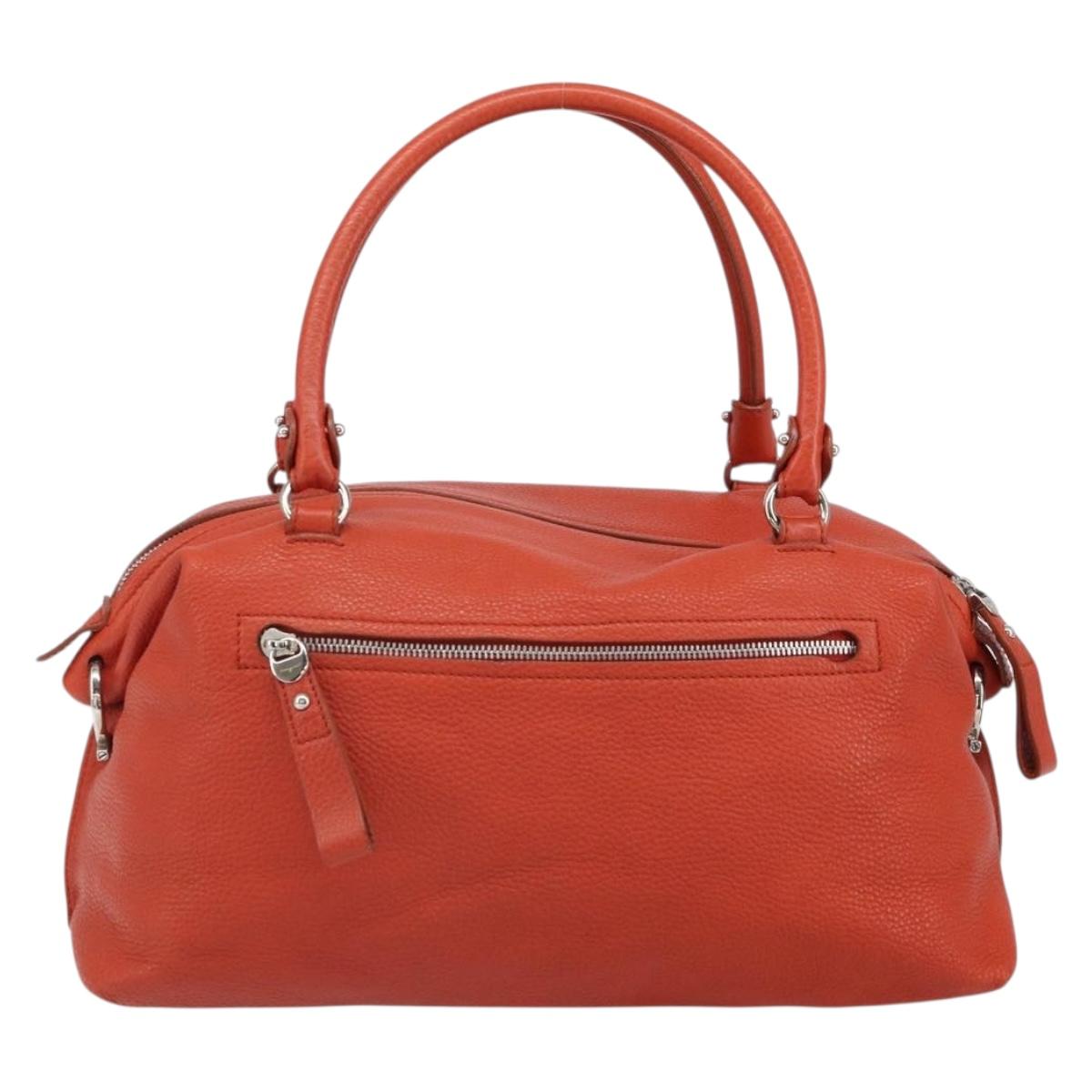 Salvatore Ferragamo Gancini Hand Bag Leather Red Silver Auth ka1809V