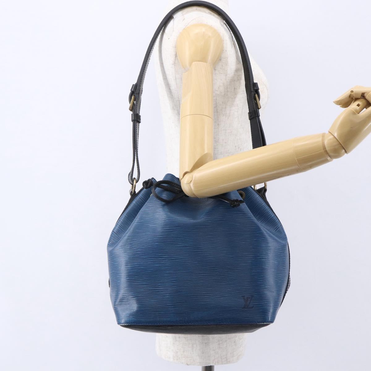 LOUIS VUITTON Epi Petit Noe Shoulder Bag Bicolor Black Blue M44152 Auth ka181