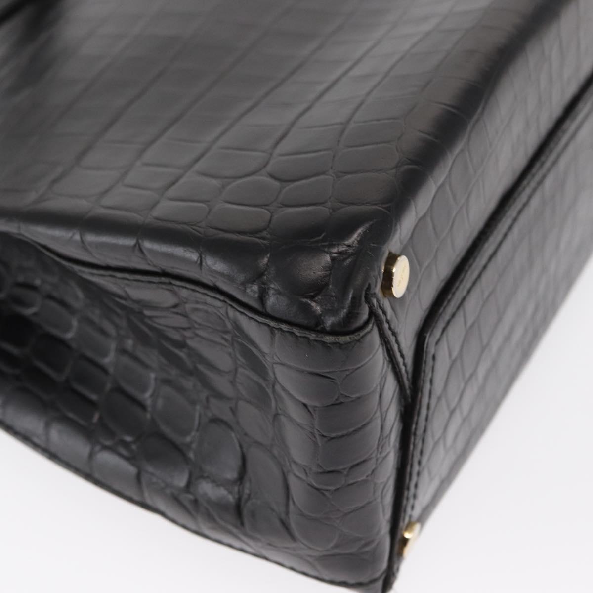 Salvatore Ferragamo Vala Shoulder Bag Leather Black Gold Auth ka1810