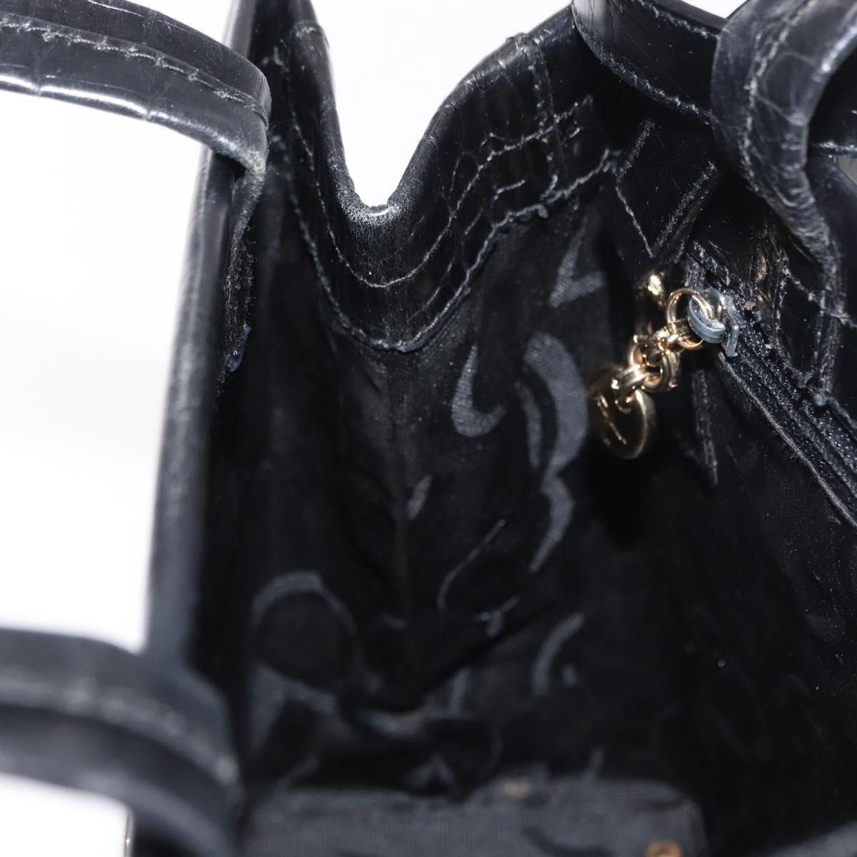 Salvatore Ferragamo Vala Shoulder Bag Leather Black Gold Auth ka1810