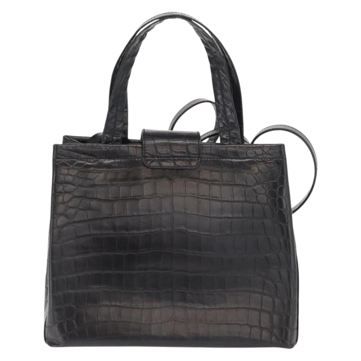 Salvatore Ferragamo Vala Shoulder Bag Leather Black Gold Auth ka1810