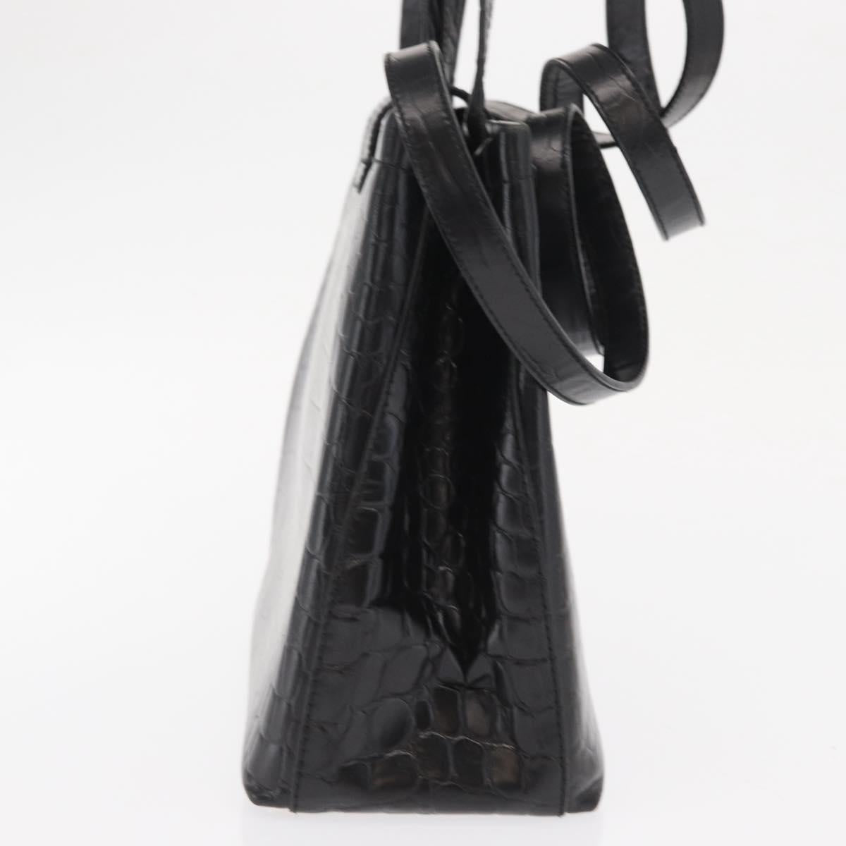 Salvatore Ferragamo Vala Shoulder Bag Leather Black Gold Auth ka1810