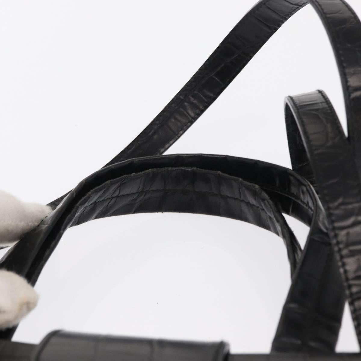 Salvatore Ferragamo Vala Shoulder Bag Leather Black Gold Auth ka1810