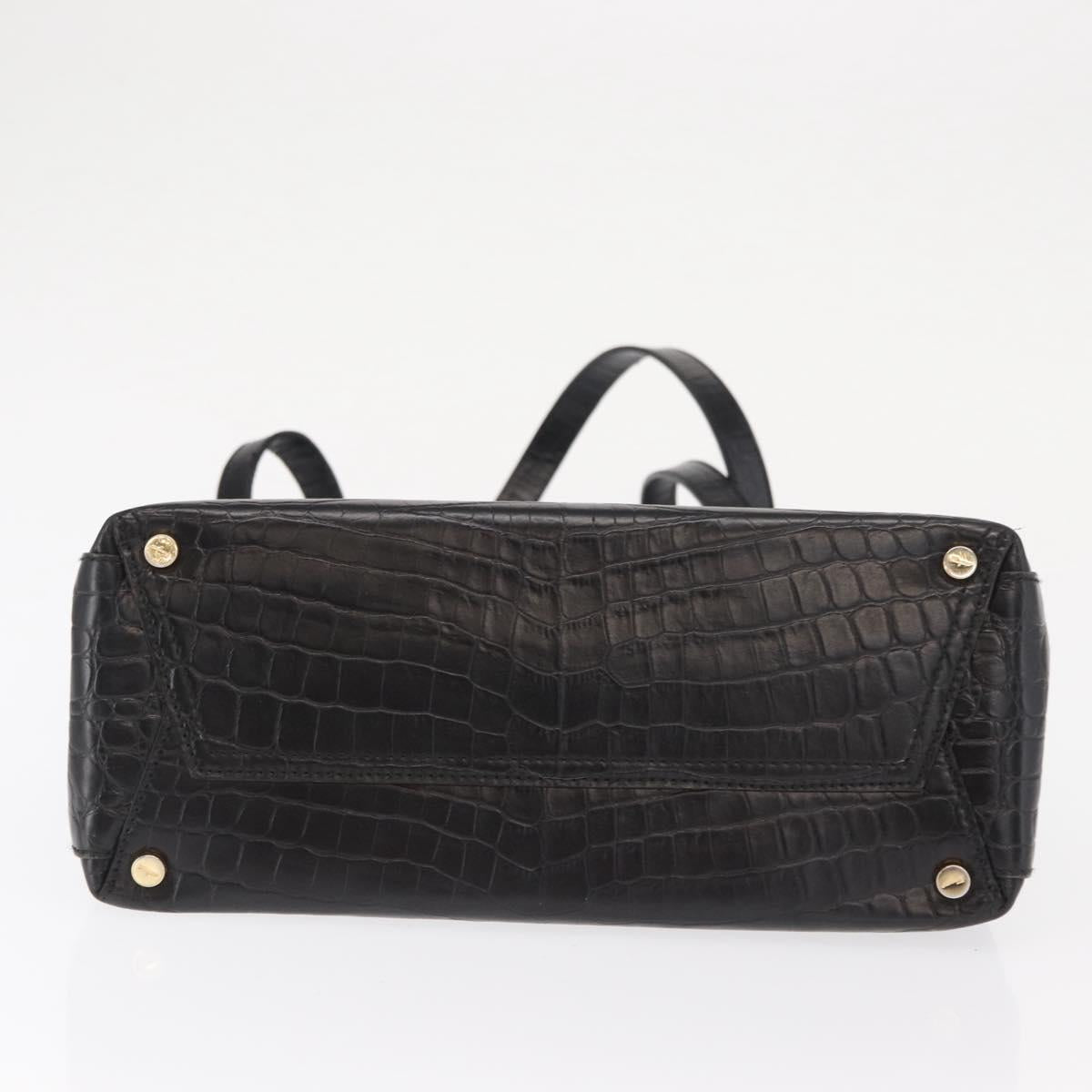 Salvatore Ferragamo Vala Shoulder Bag Leather Black Gold Auth ka1810