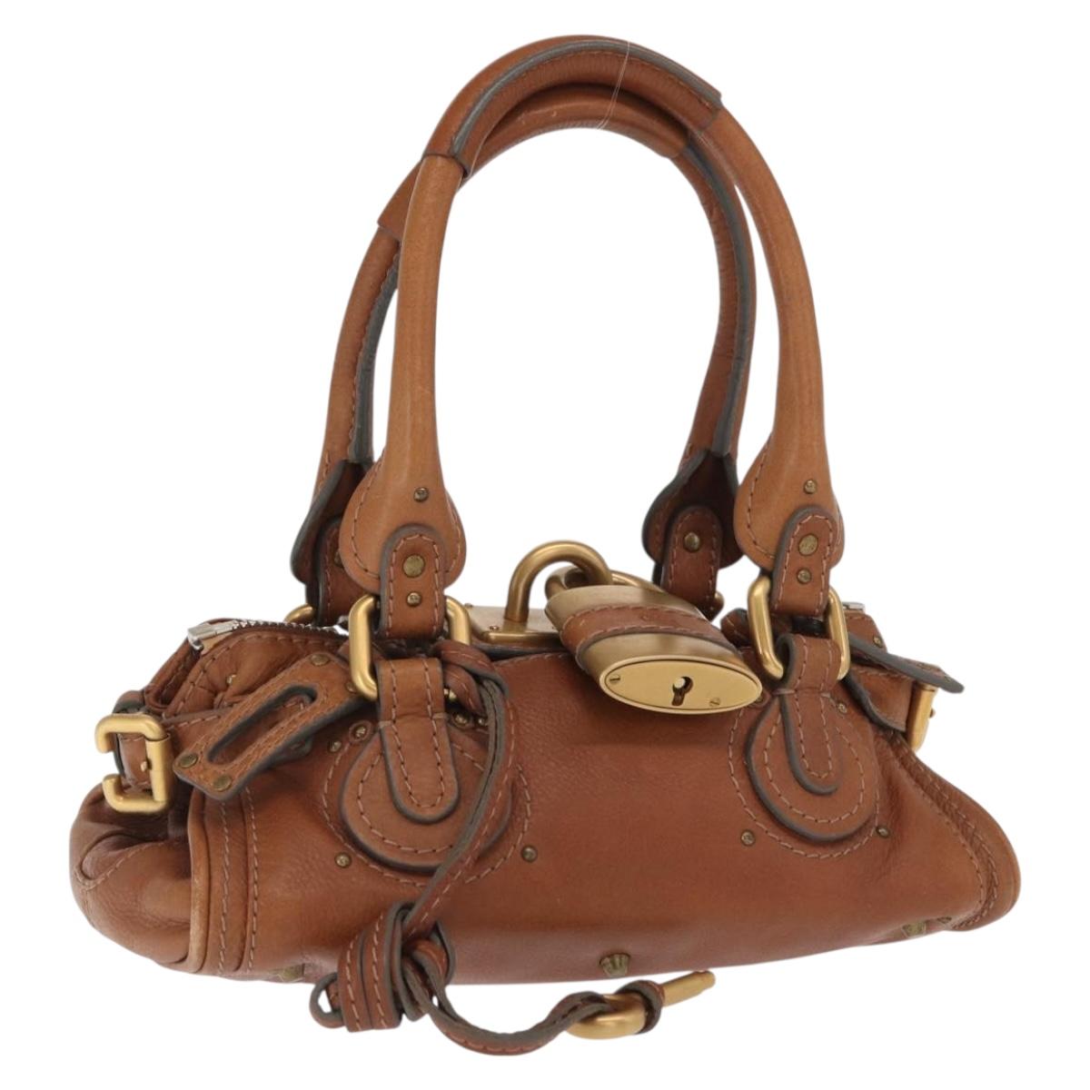 Chloe Paddington Hand Bag Leather Brown Gold Silver Auth ka1826SAV
