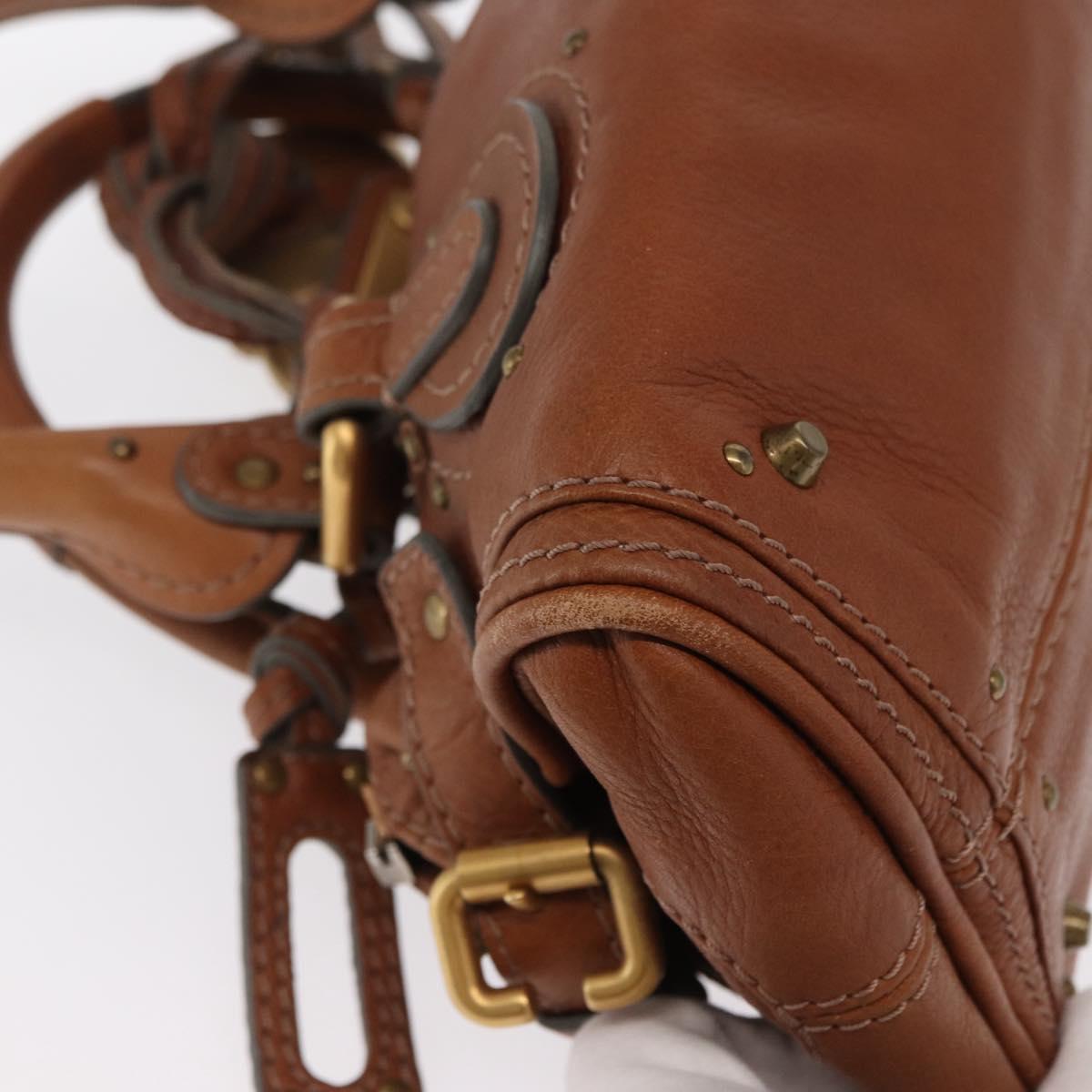 Chloe Paddington Hand Bag Leather Brown Gold Silver Auth ka1826SAV