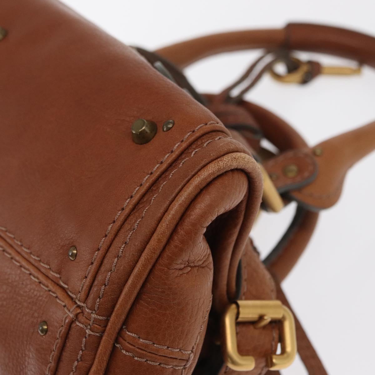 Chloe Paddington Hand Bag Leather Brown Gold Silver Auth ka1826SAV