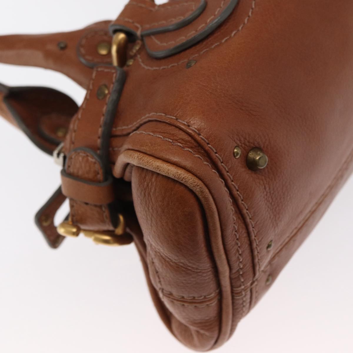 Chloe Paddington Hand Bag Leather Brown Gold Silver Auth ka1826SAV