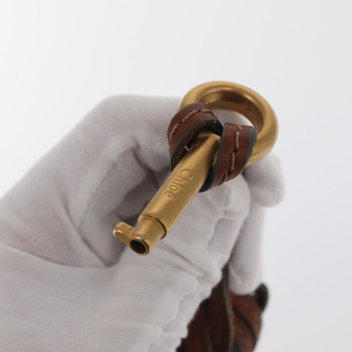 Chloe Paddington Hand Bag Leather Brown Gold Silver Auth ka1826SAV