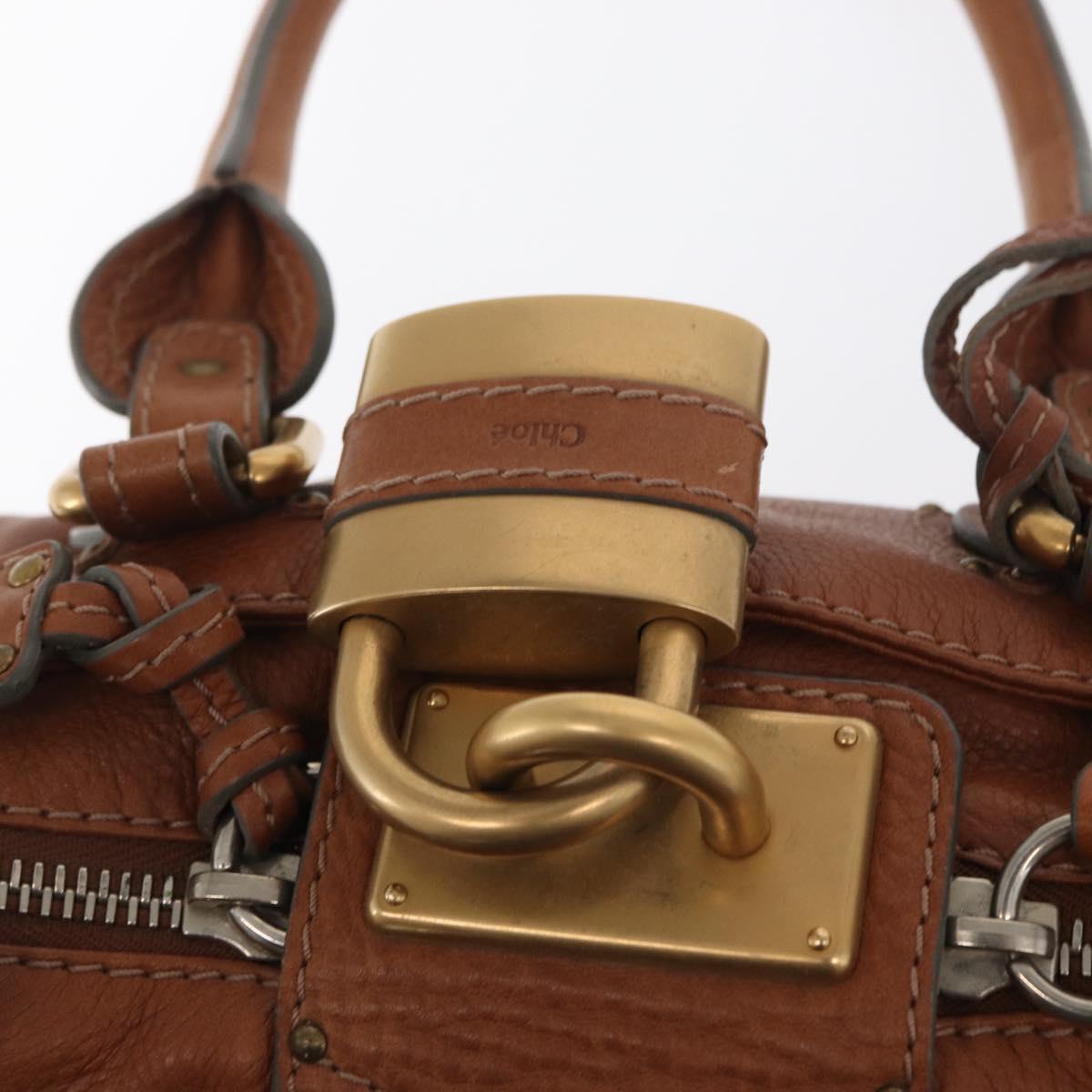 Chloe Paddington Hand Bag Leather Brown Gold Silver Auth ka1826SAV