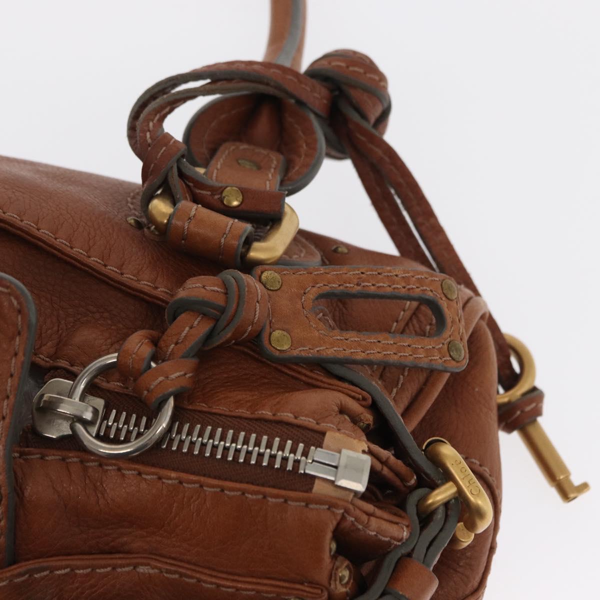 Chloe Paddington Hand Bag Leather Brown Gold Silver Auth ka1826SAV