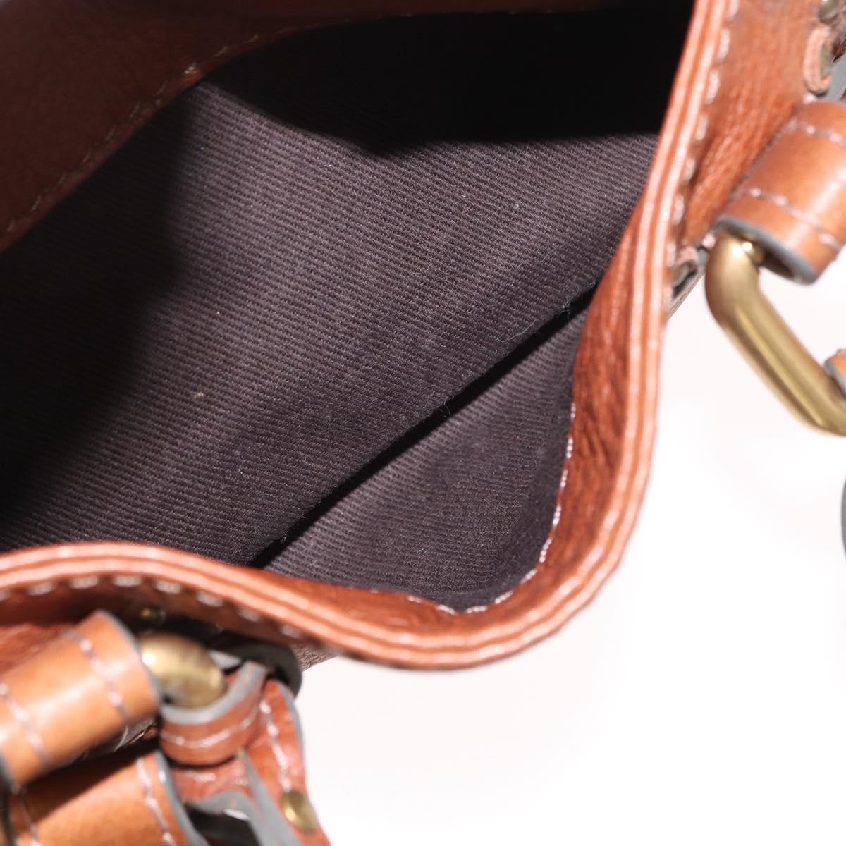 Chloe Paddington Hand Bag Leather Brown Gold Silver Auth ka1826SAV