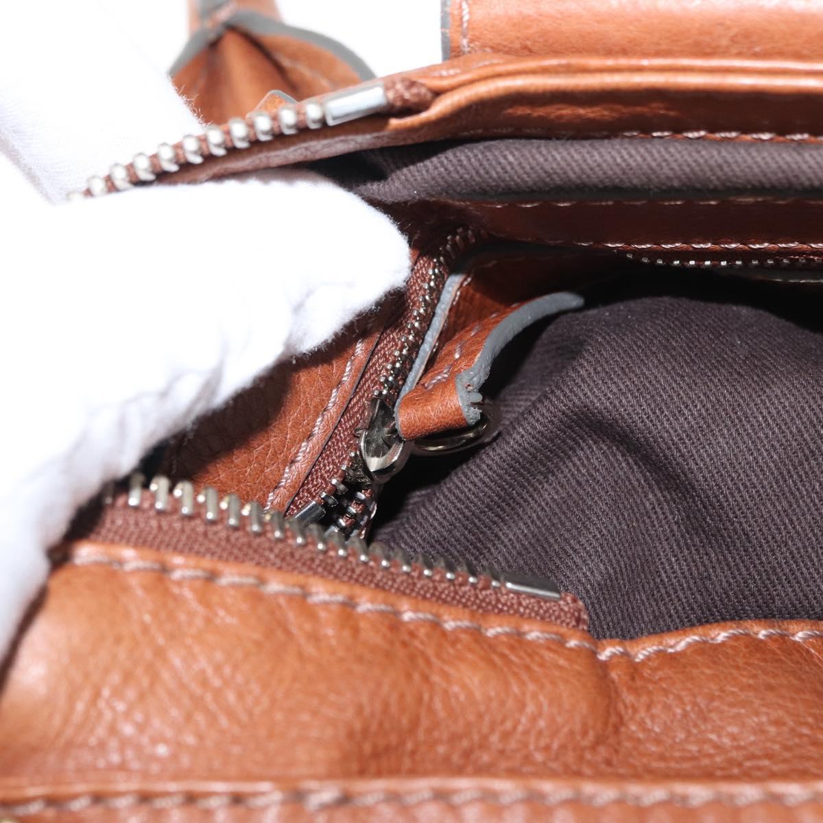 Chloe Paddington Hand Bag Leather Brown Gold Silver Auth ka1826SAV