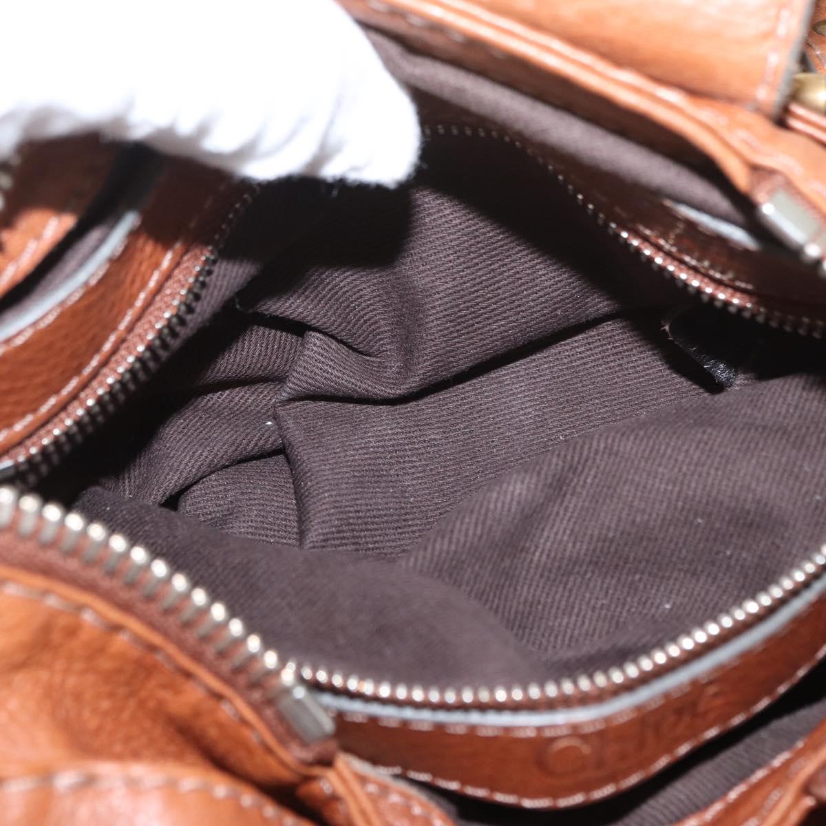 Chloe Paddington Hand Bag Leather Brown Gold Silver Auth ka1826SAV