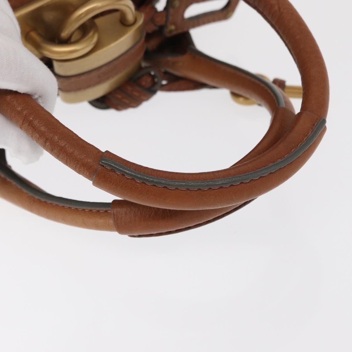 Chloe Paddington Hand Bag Leather Brown Gold Silver Auth ka1826SAV