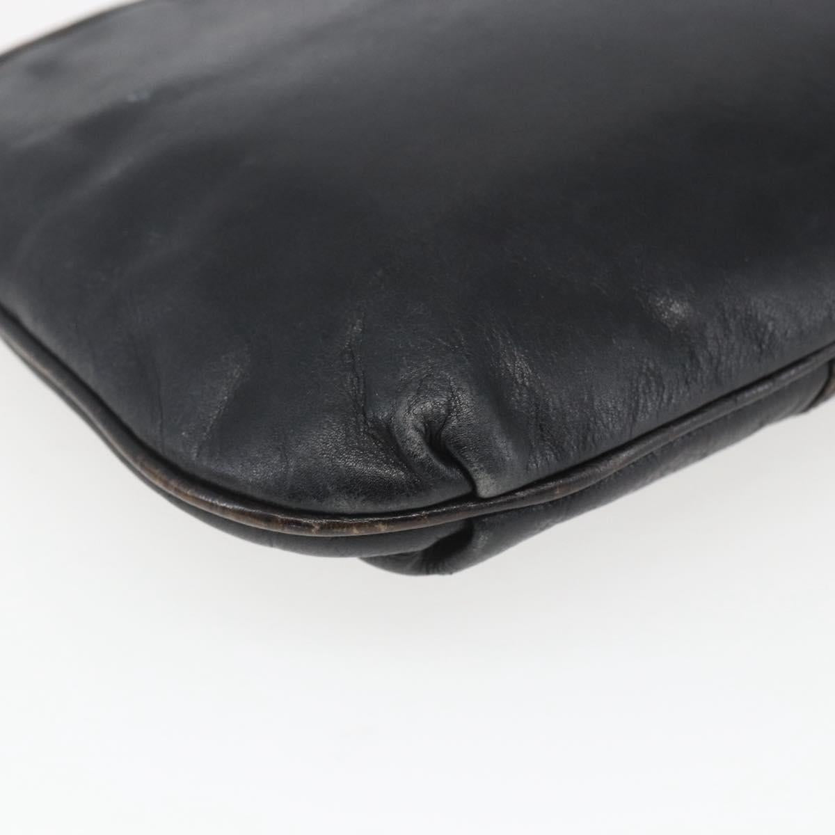 FENDI Shoulder Bag Leather Black Gold Auth ka1834