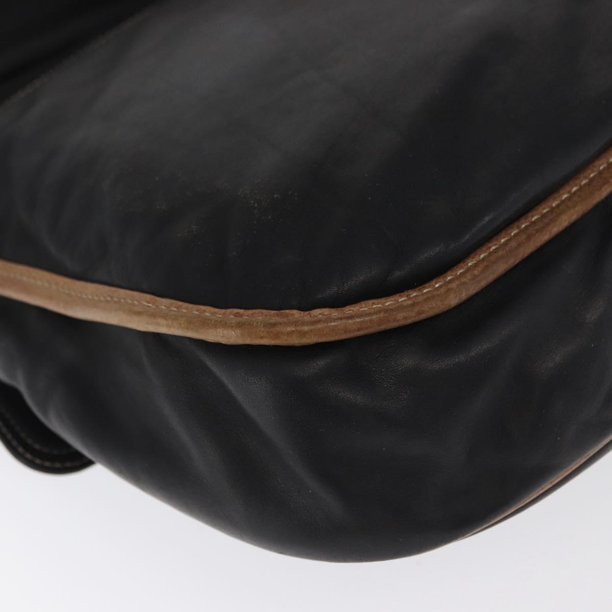 LOEWE Anagram Shoulder Bag Leather Black Auth ka1835