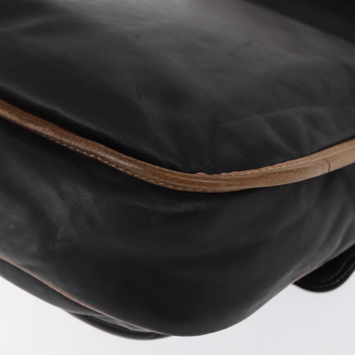 LOEWE Anagram Shoulder Bag Leather Black Auth ka1835