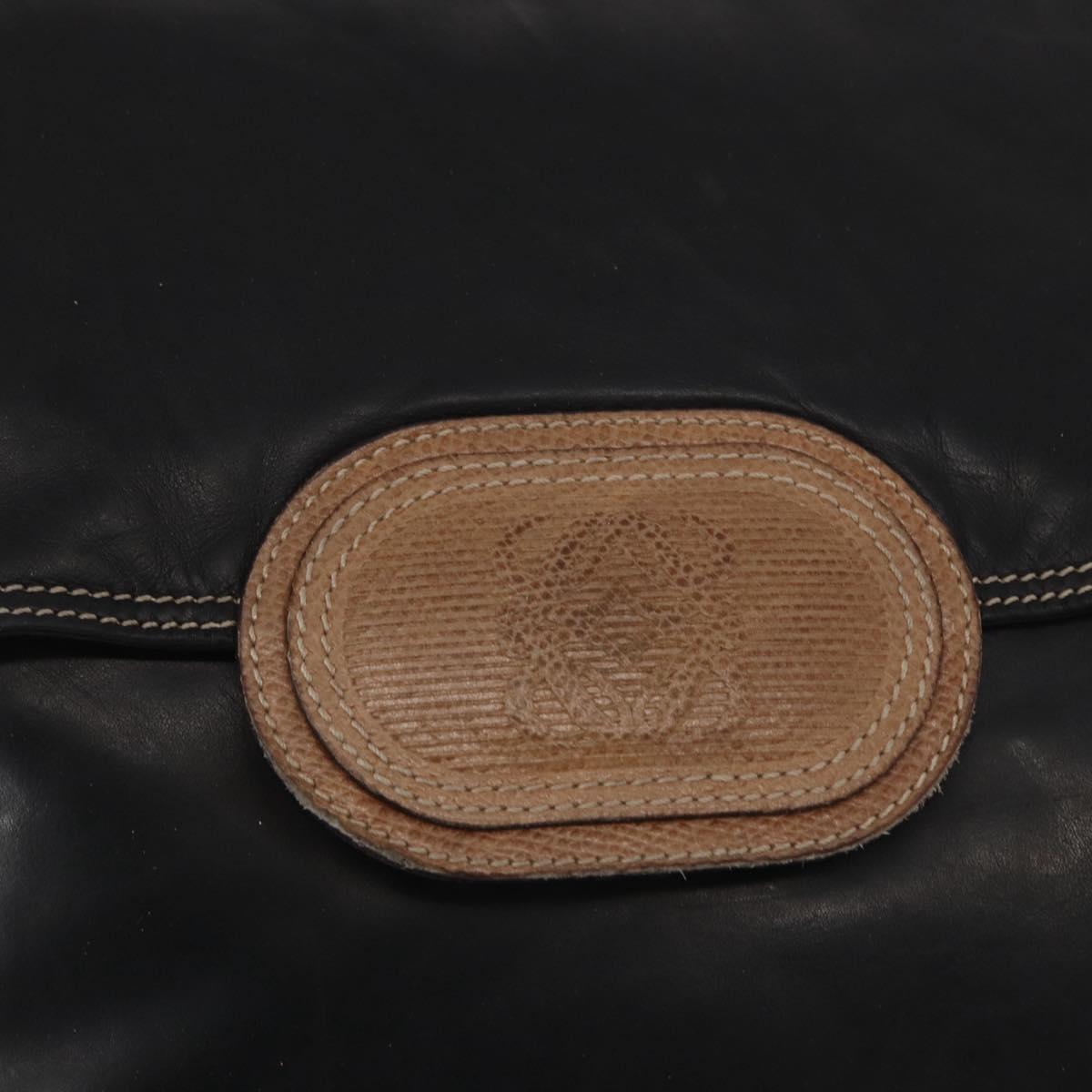 LOEWE Anagram Shoulder Bag Leather Black Auth ka1835