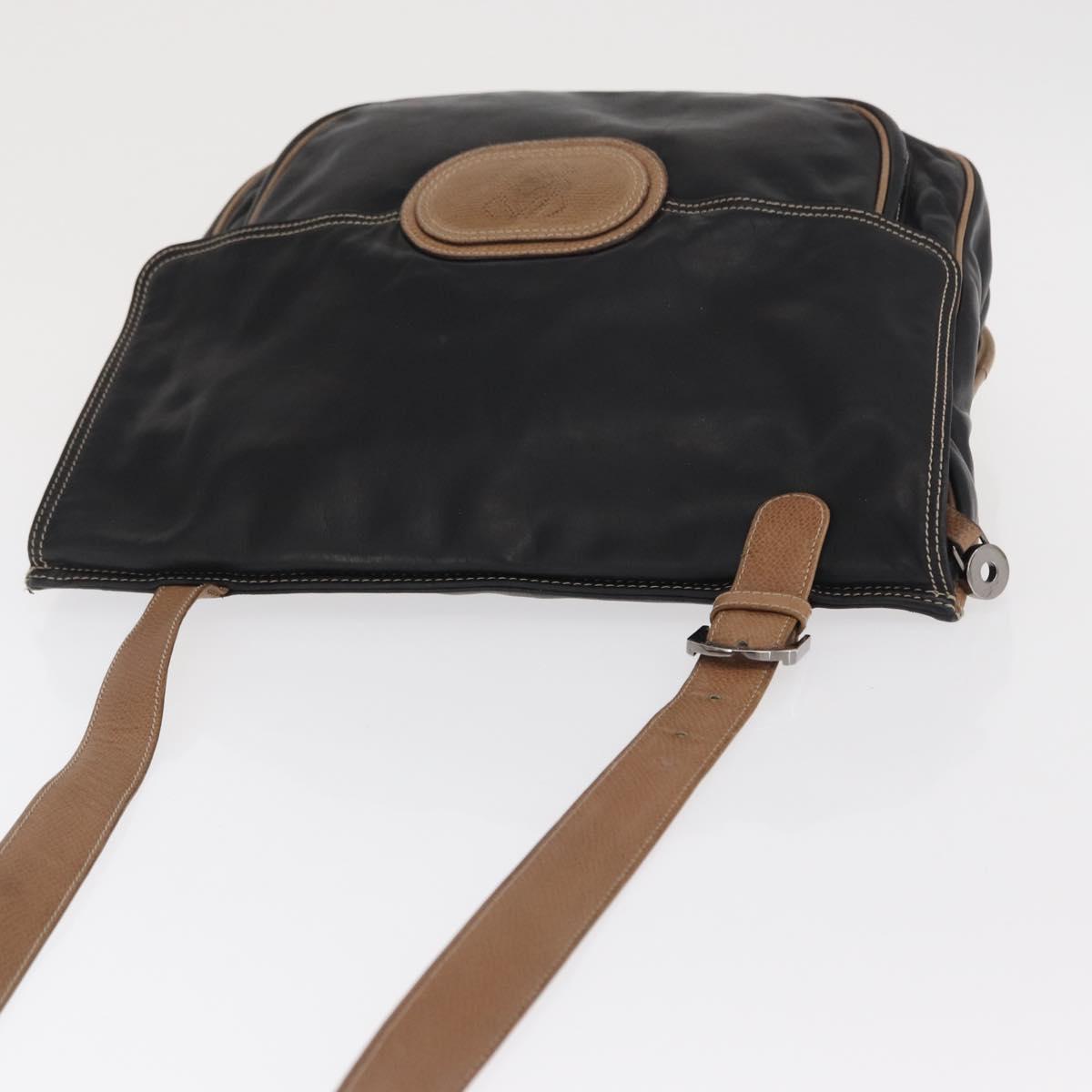 LOEWE Anagram Shoulder Bag Leather Black Auth ka1835
