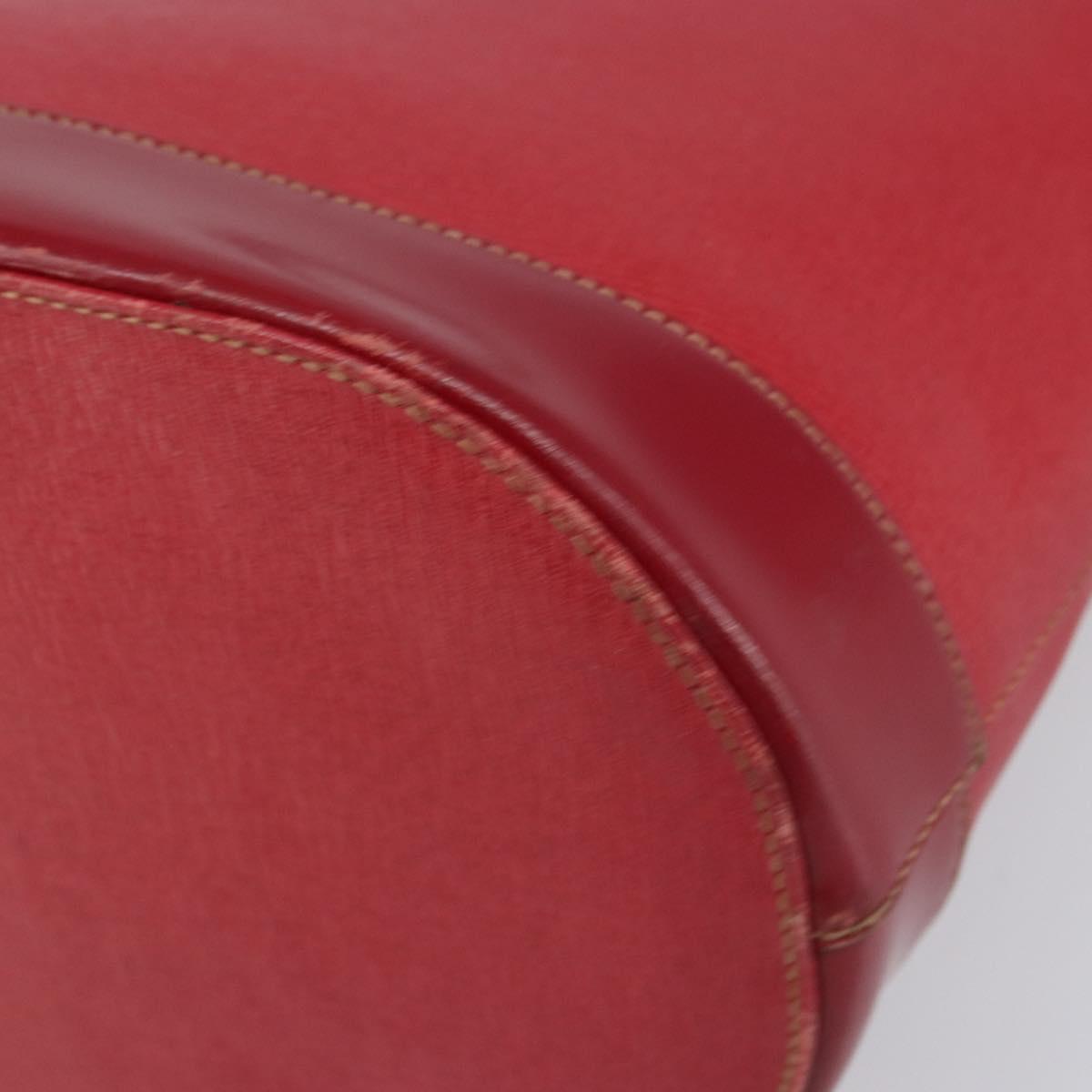 Burberrys Tote Bag Leather Red Gold Auth ka1838