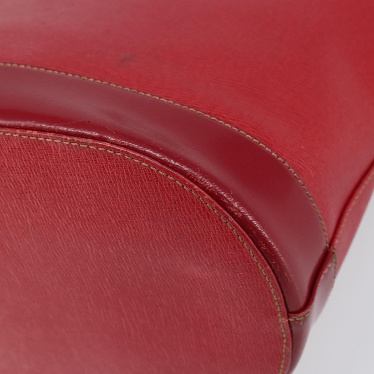 Burberrys Tote Bag Leather Red Gold Auth ka1838