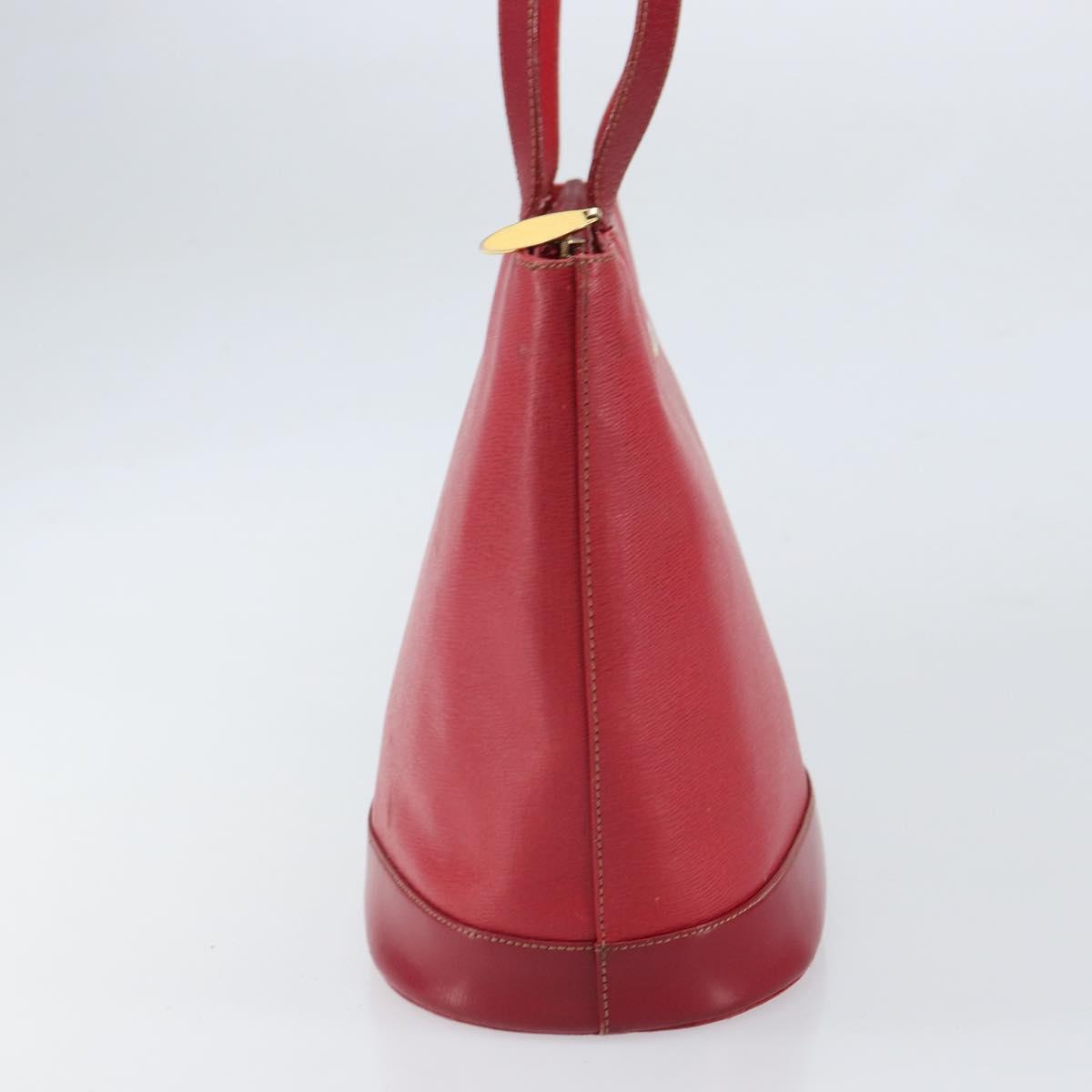 Burberrys Tote Bag Leather Red Gold Auth ka1838