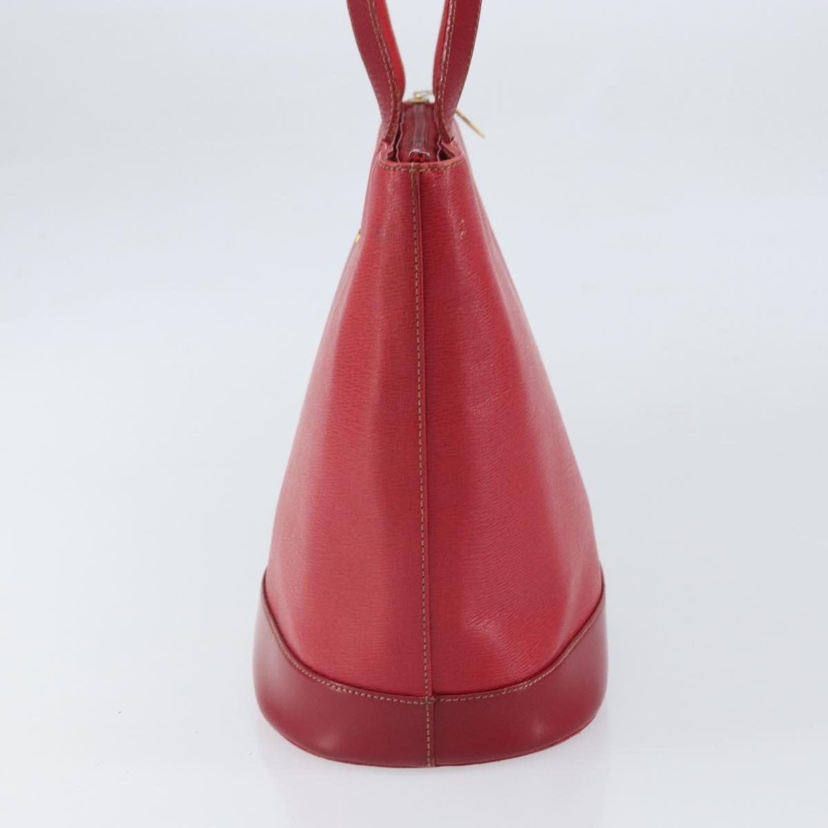 Burberrys Tote Bag Leather Red Gold Auth ka1838