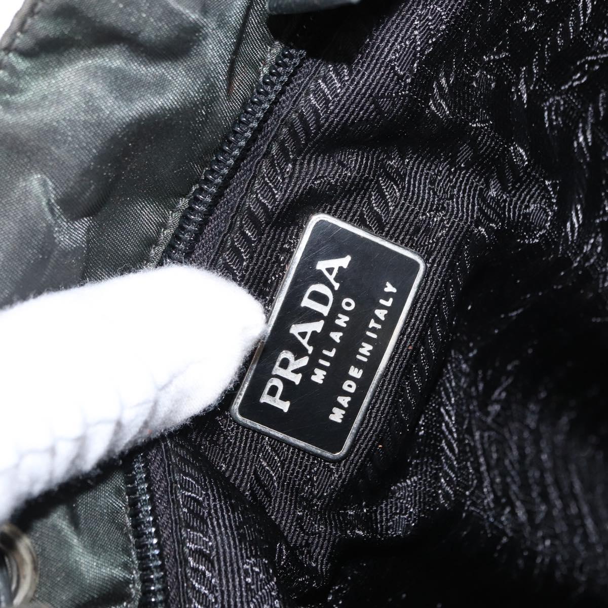 PRADA Backpack Nylon Khaki Silver Auth ka1839
