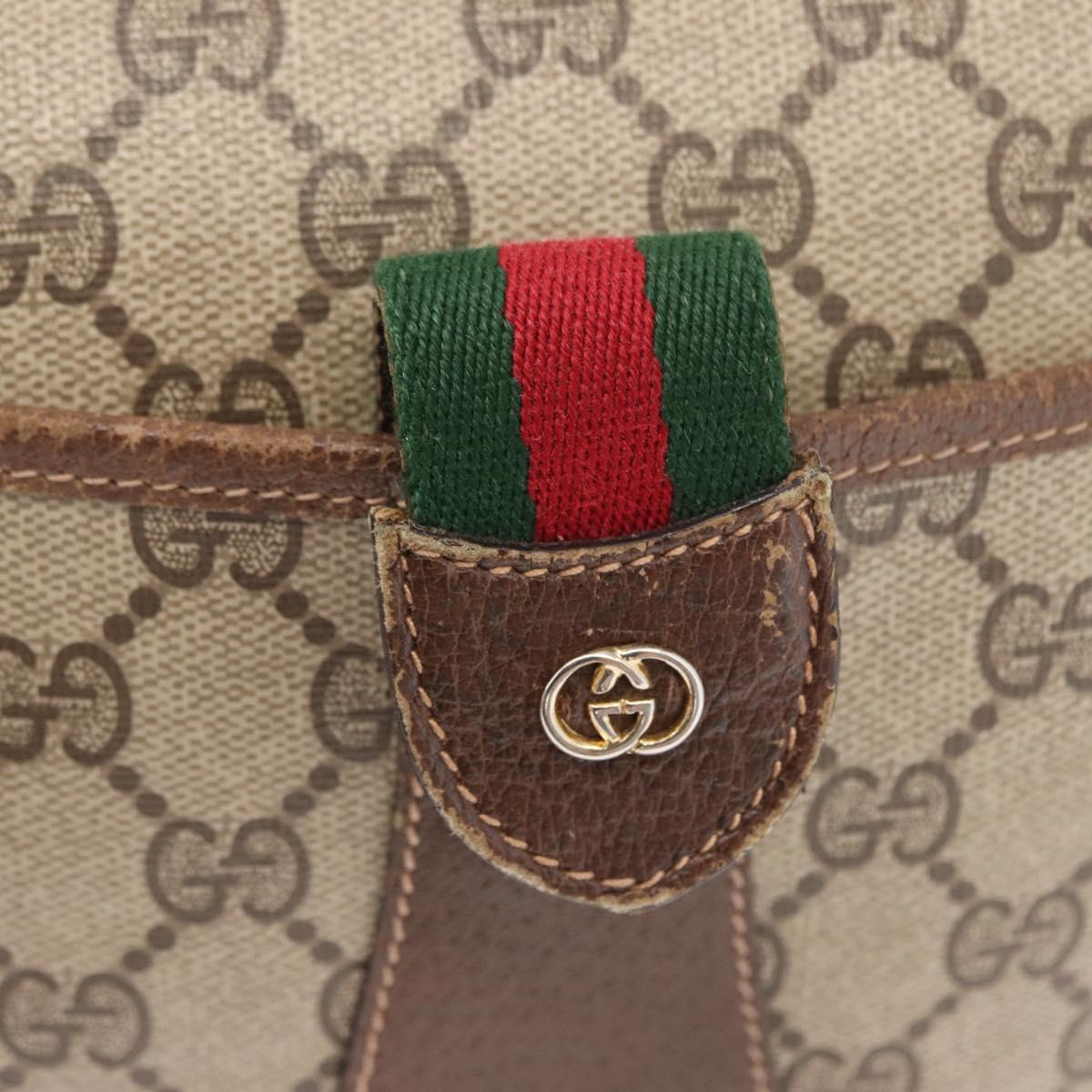 GUCCI GG Supreme Web Sherry Line Bag PVC Beige Gold 001 123 6177 4023 Auth ka184